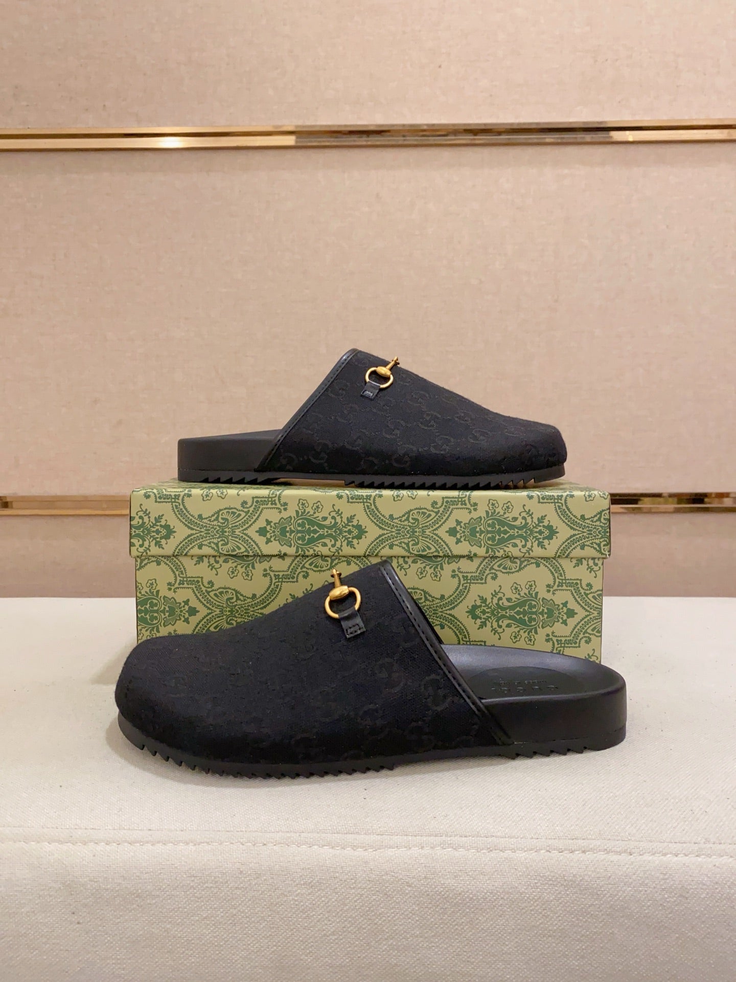 GG Men's Mule Black Printed Fabric 560358