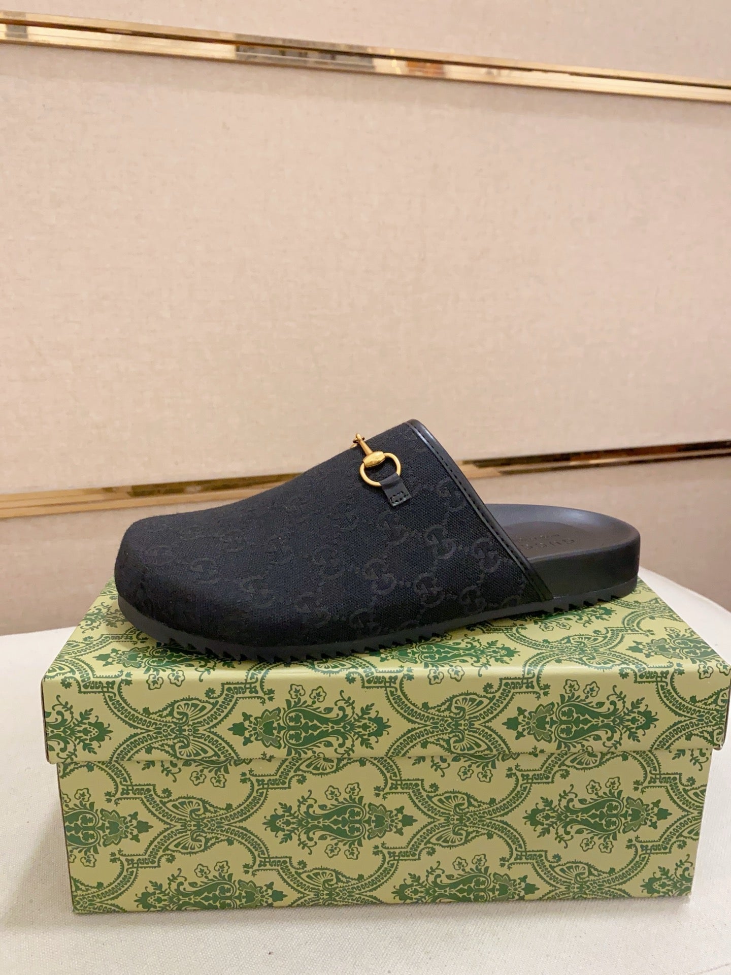 GG Men's Mule Black Printed Fabric 560358