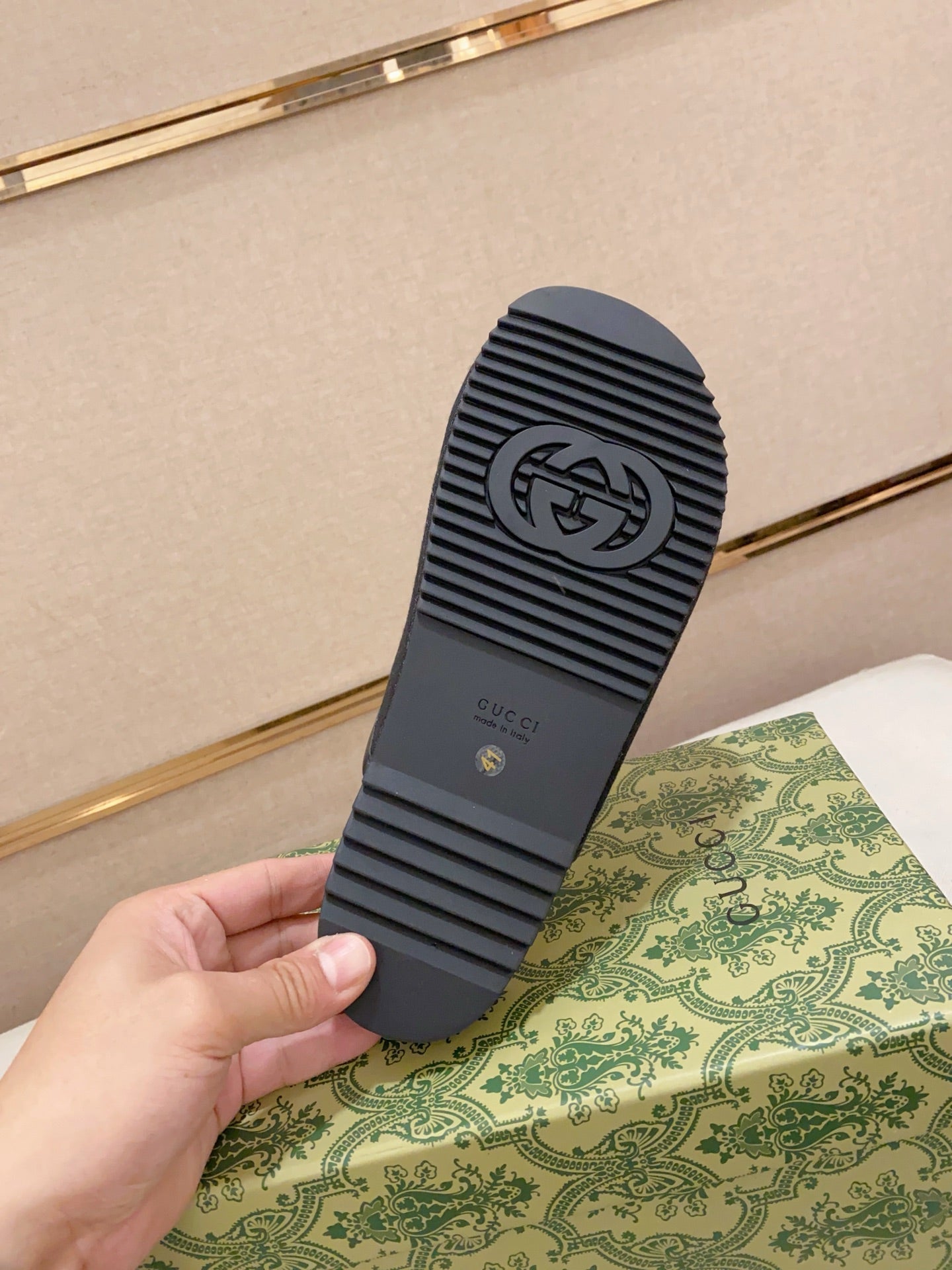 GG Men's Mule Black Printed Fabric 560358