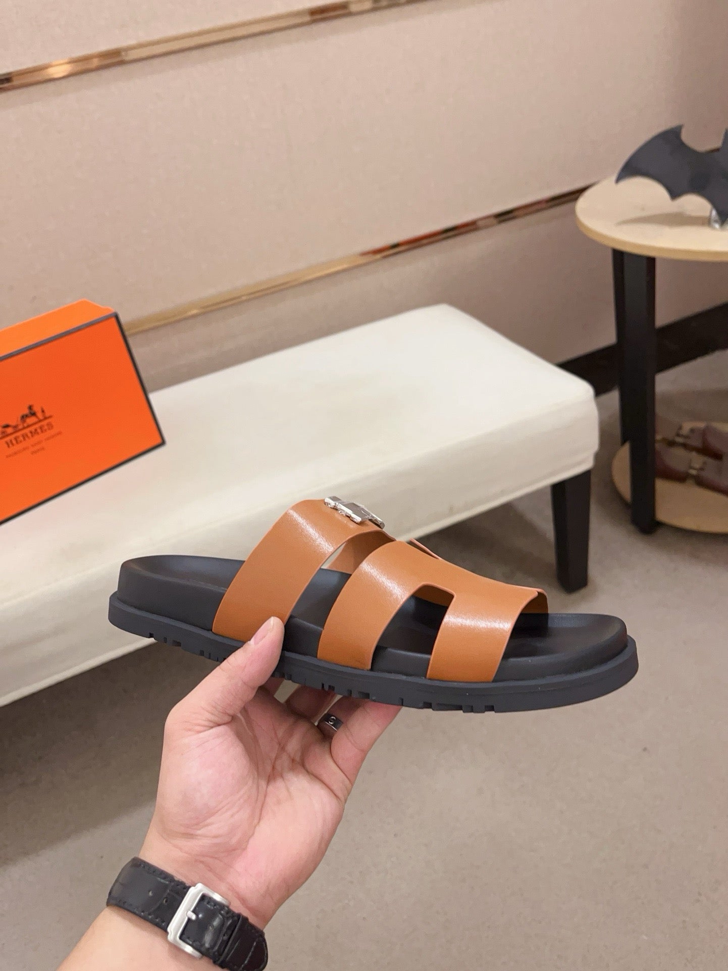 HM Men's Chypre Sandals Brown Cowhide 564389