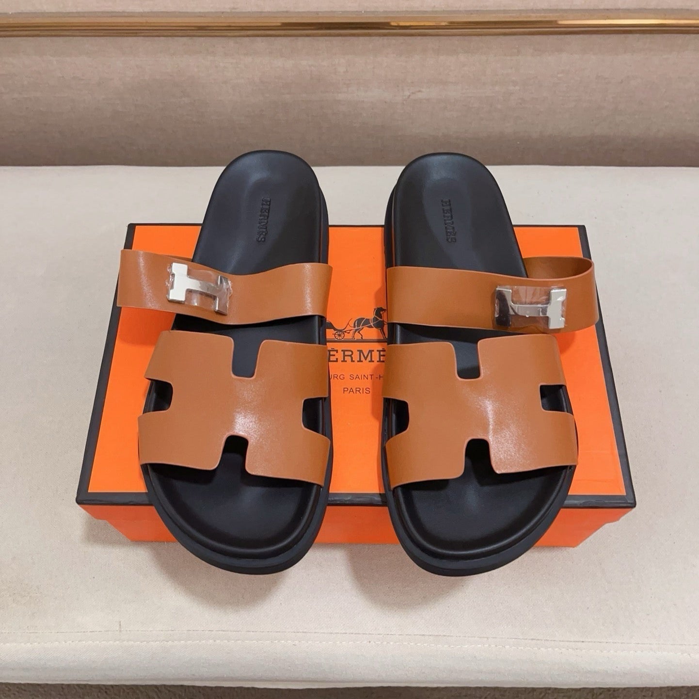 HM Men's Chypre Sandals Brown Cowhide 564389