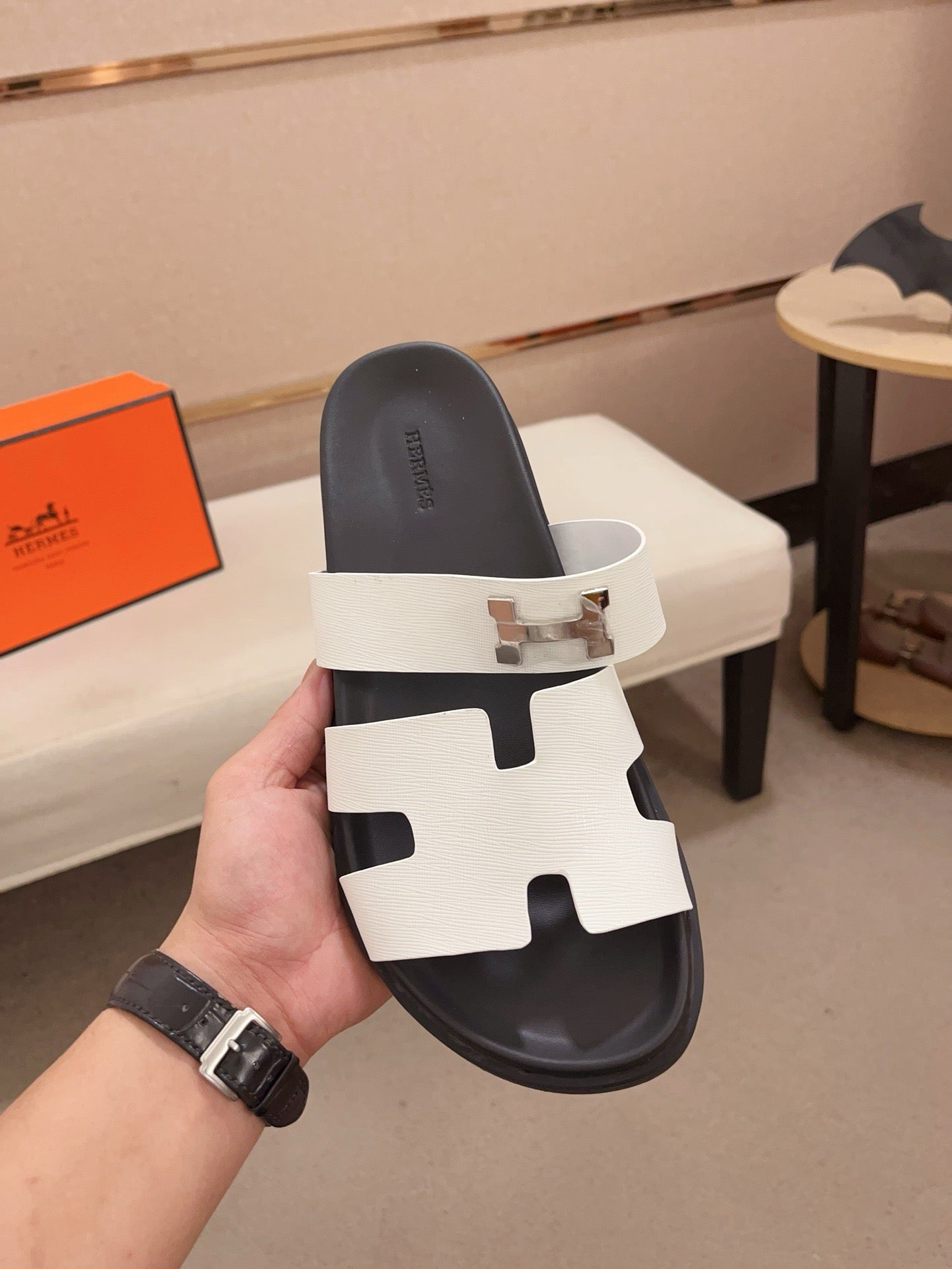 HM Men's Chypre Sandals White Cowhide 564390