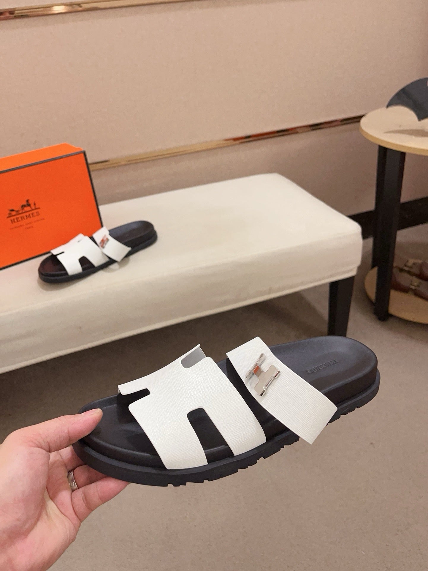 HM Men's Chypre Sandals White Cowhide 564390