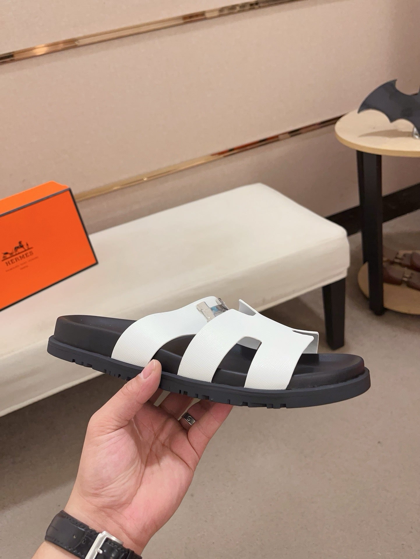 HM Men's Chypre Sandals White Cowhide 564390