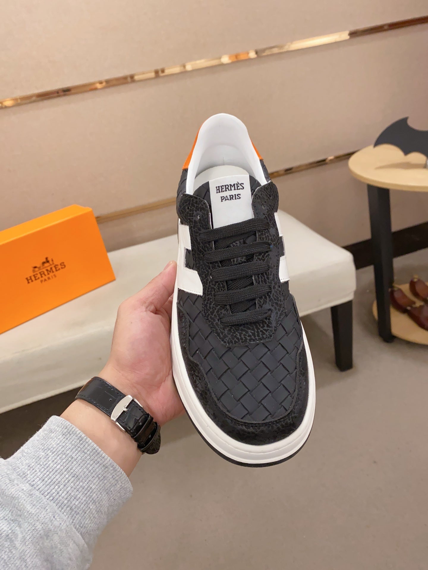 HM Men's Sneaker Black Sheepskin 566255