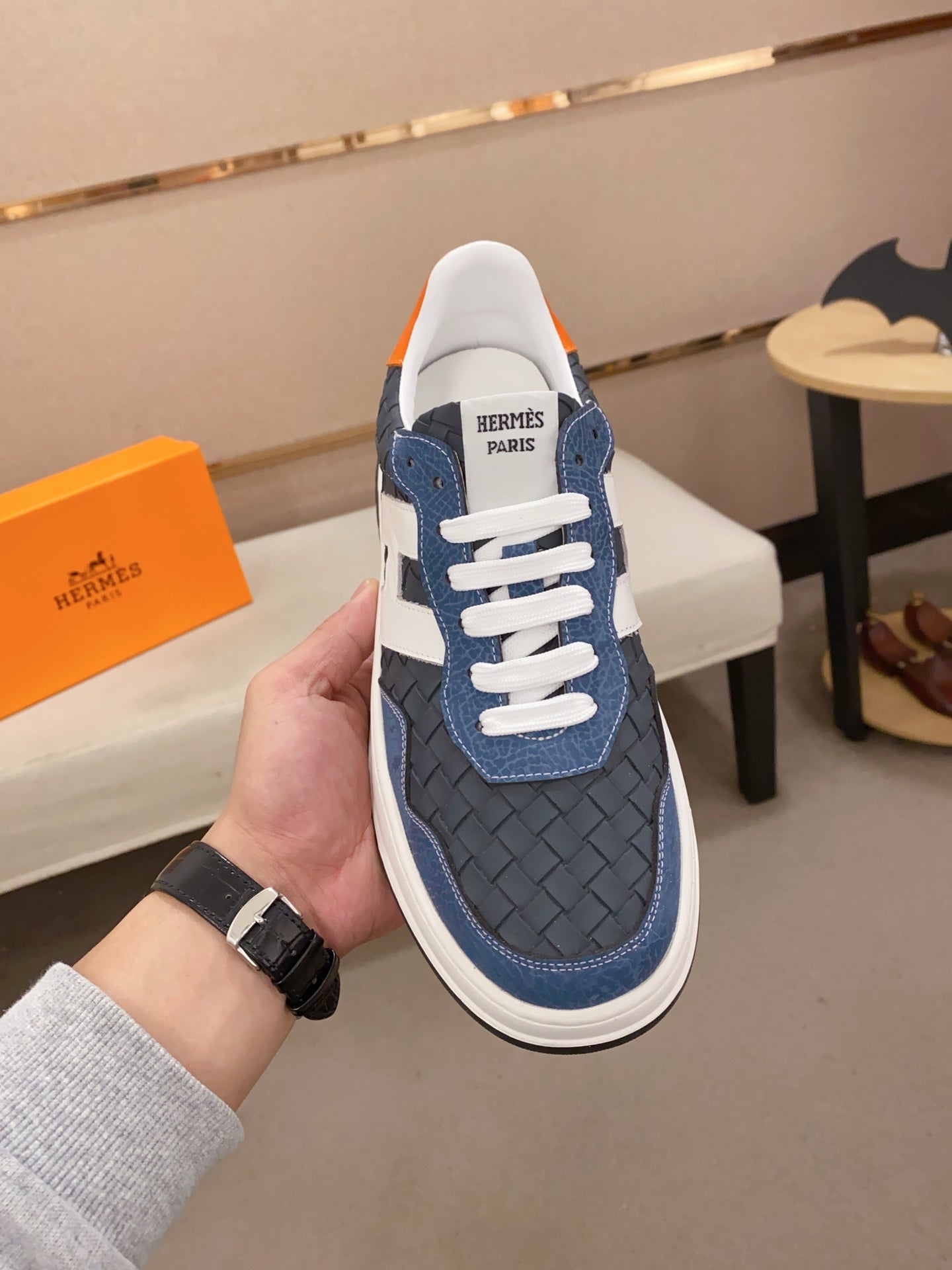 HM Men's Sneaker Blue Sheepskin 566256