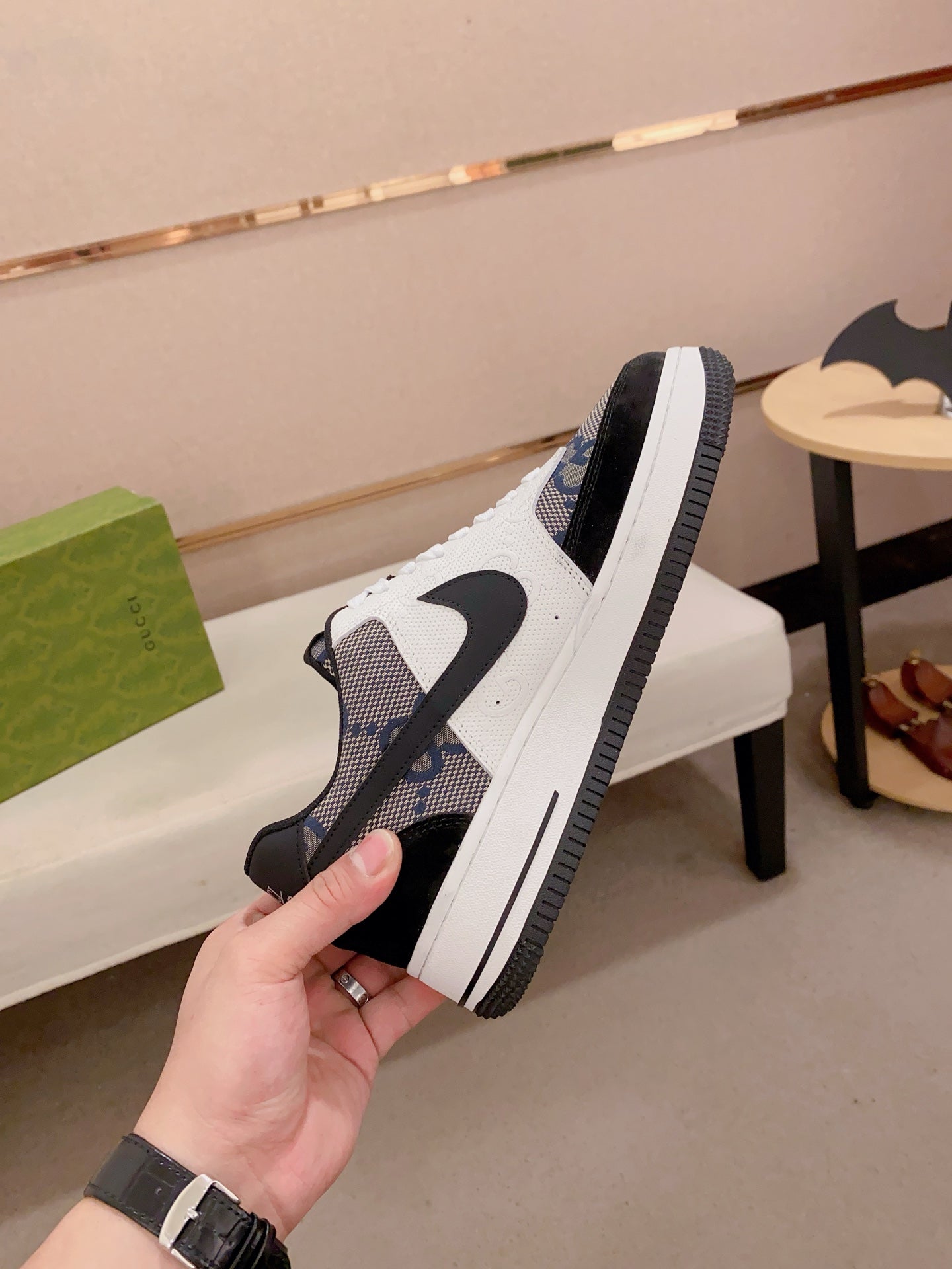 GG x Nike Men's Sneaker Multicolor Cowhide Fabric 573333