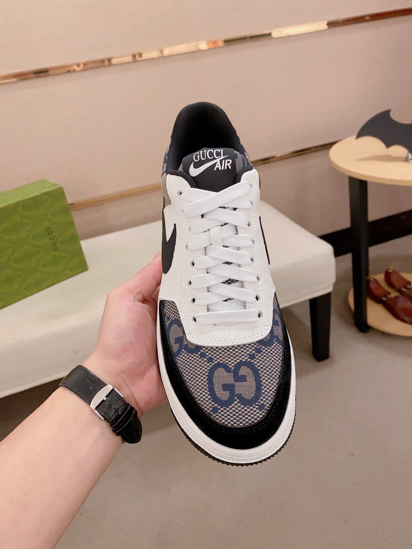 GG x Nike Men's Sneaker Multicolor Cowhide Fabric 573333