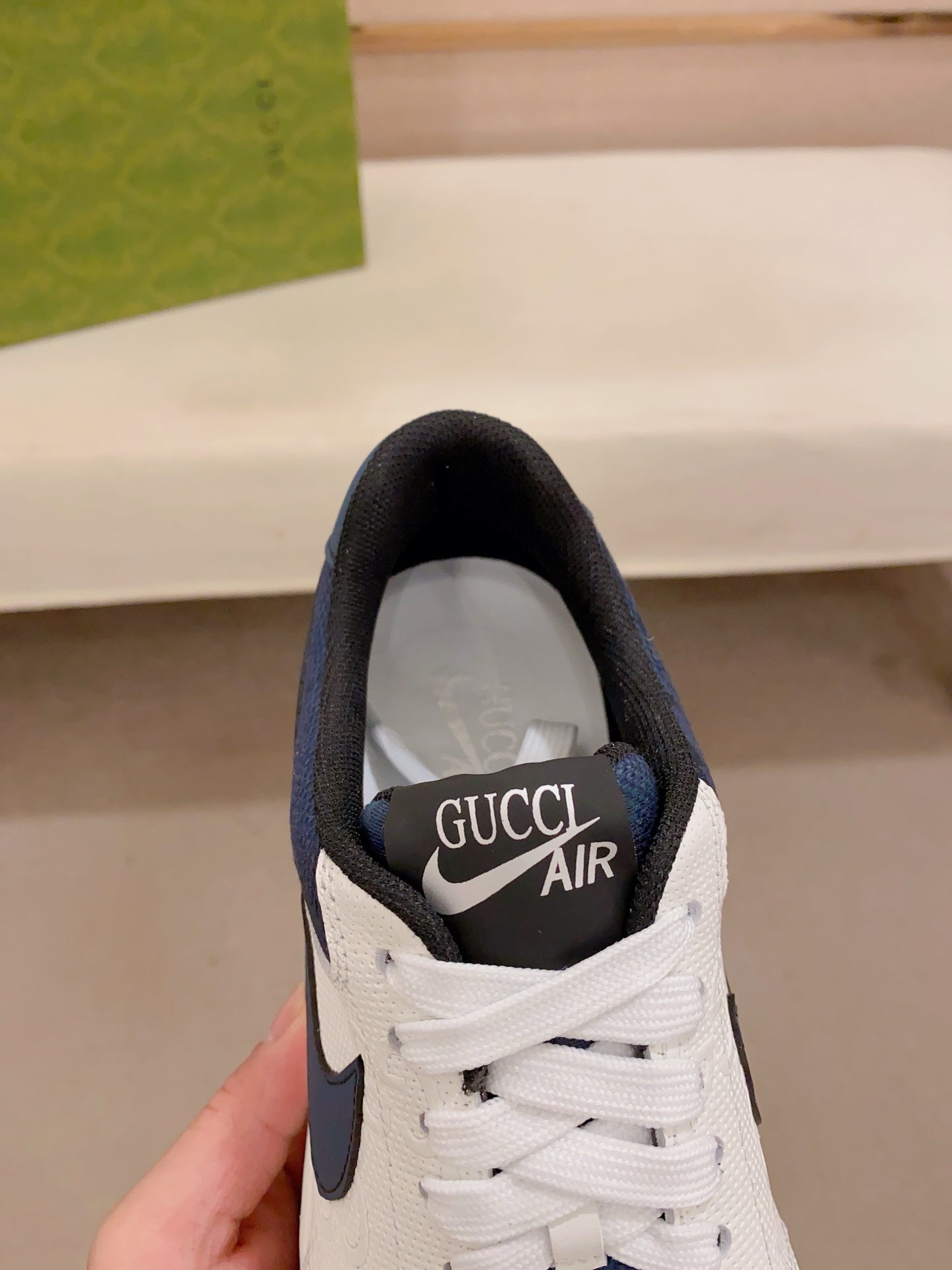 GG x Nike Men's Sneaker Blue White Cowhide Fabric 573334