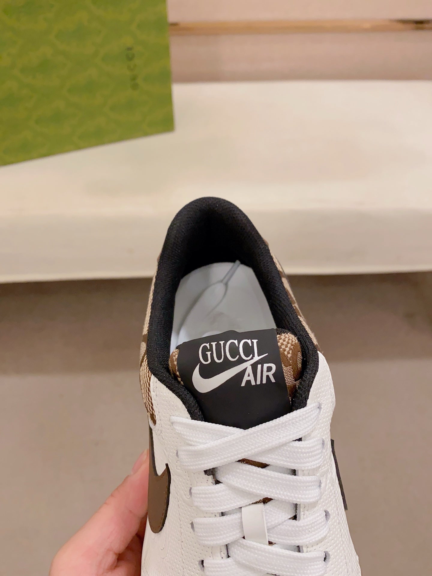 GG x Nike Men's Sneaker Brown White Cowhide Fabric 573335