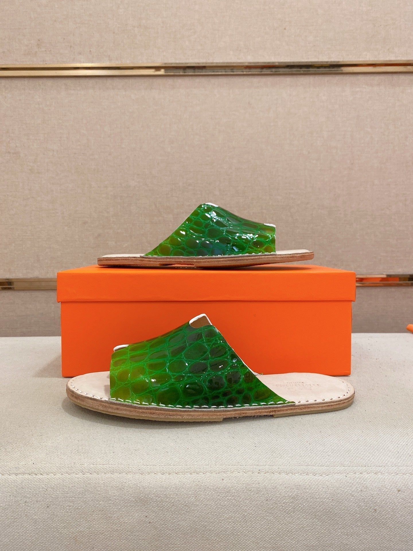 HM Men's Slide Green Cowhide 645105