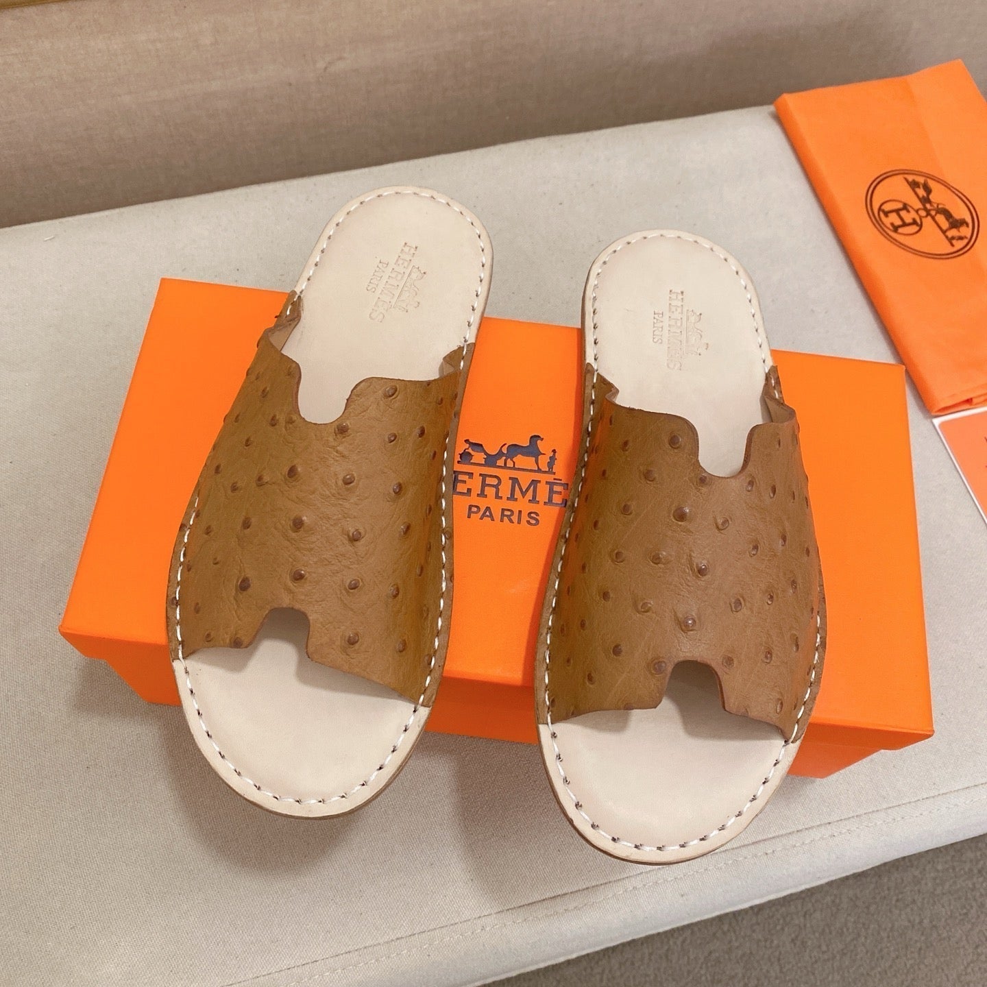 HM Men's Slide Brown Cowhide 645106