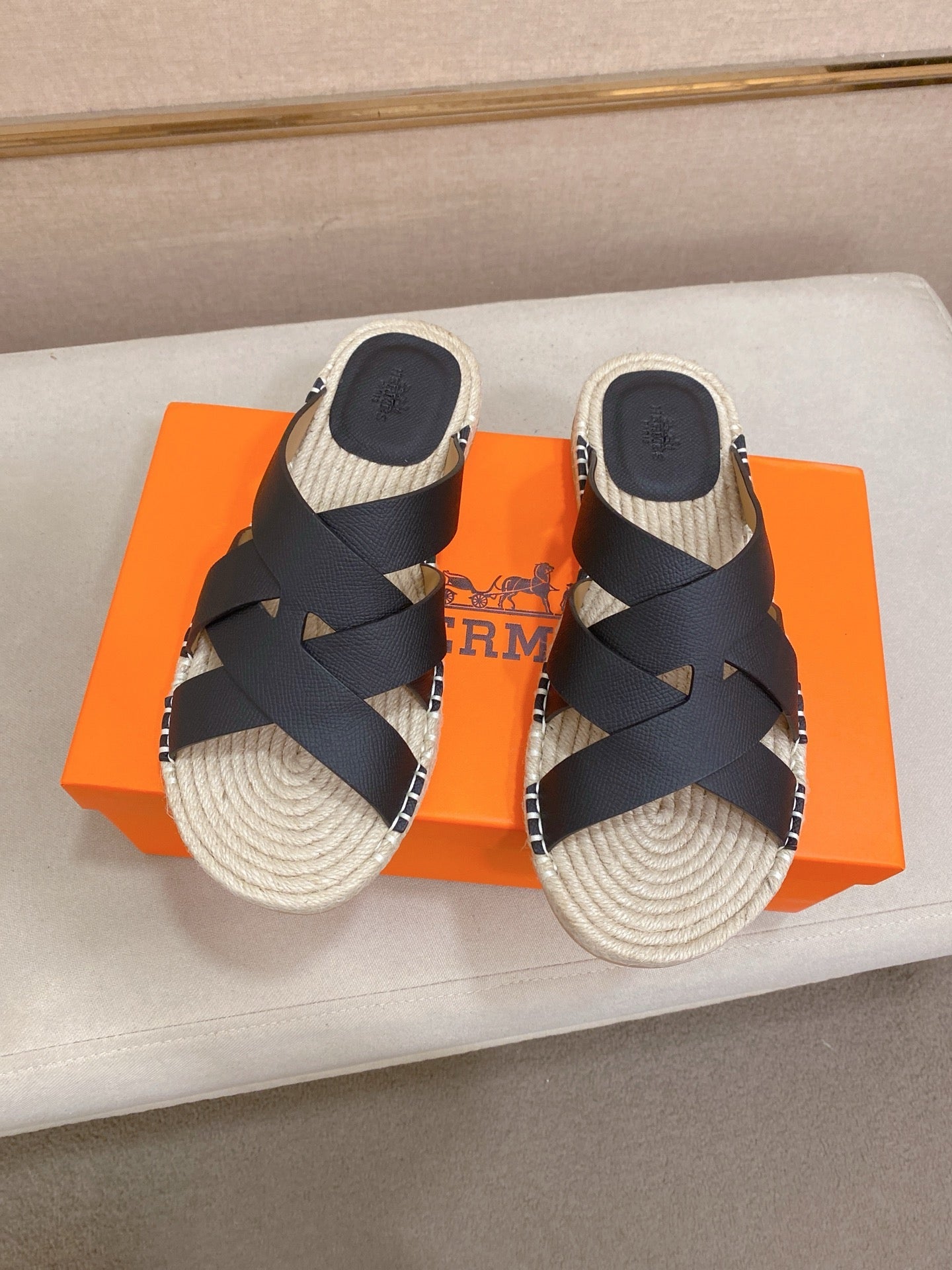 HM Men's Kazimir Sandal Dark Brown Espadrilles Cowhide 700887