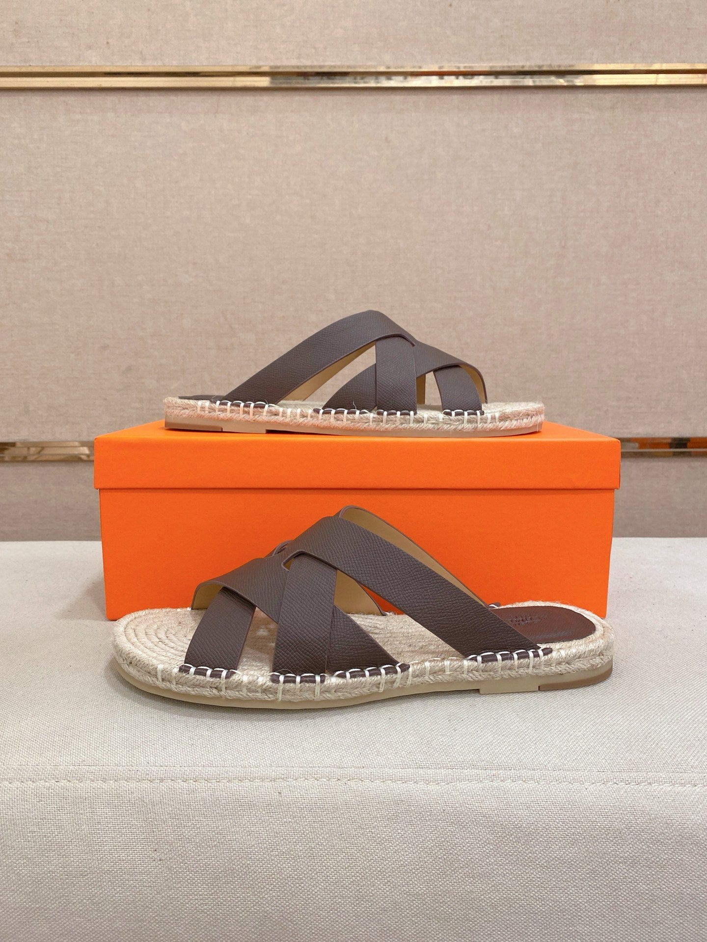 HM Men's Kazimir Sandal Dark Brown Espadrilles Cowhide 700887