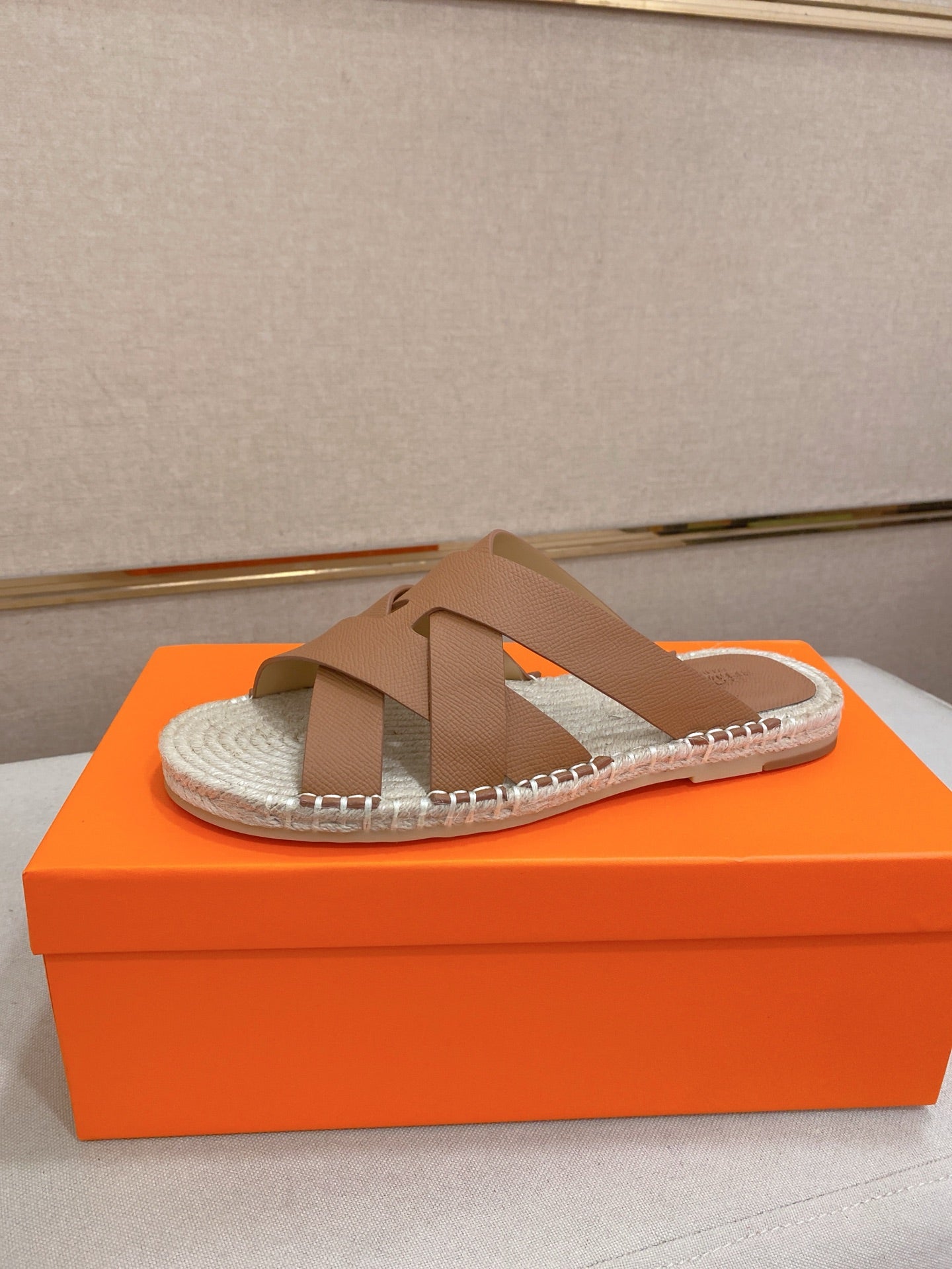 HM Men's Kazimir Sandal Light Brown Espadrilles Cowhide 700888