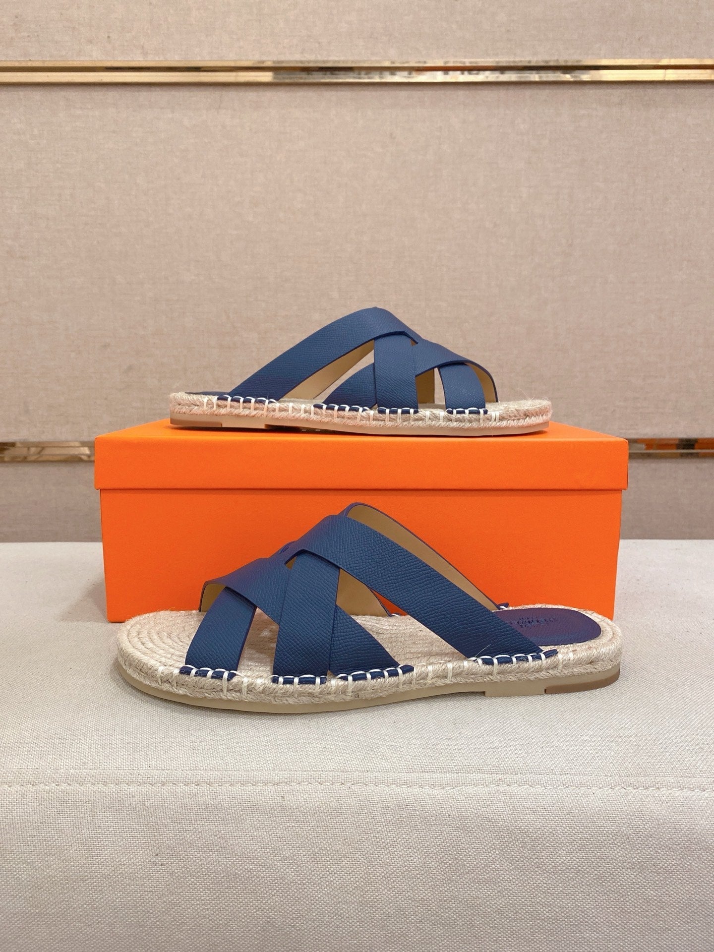 HM Men's Kazimir Sandal Blue Espadrilles Cowhide 700889