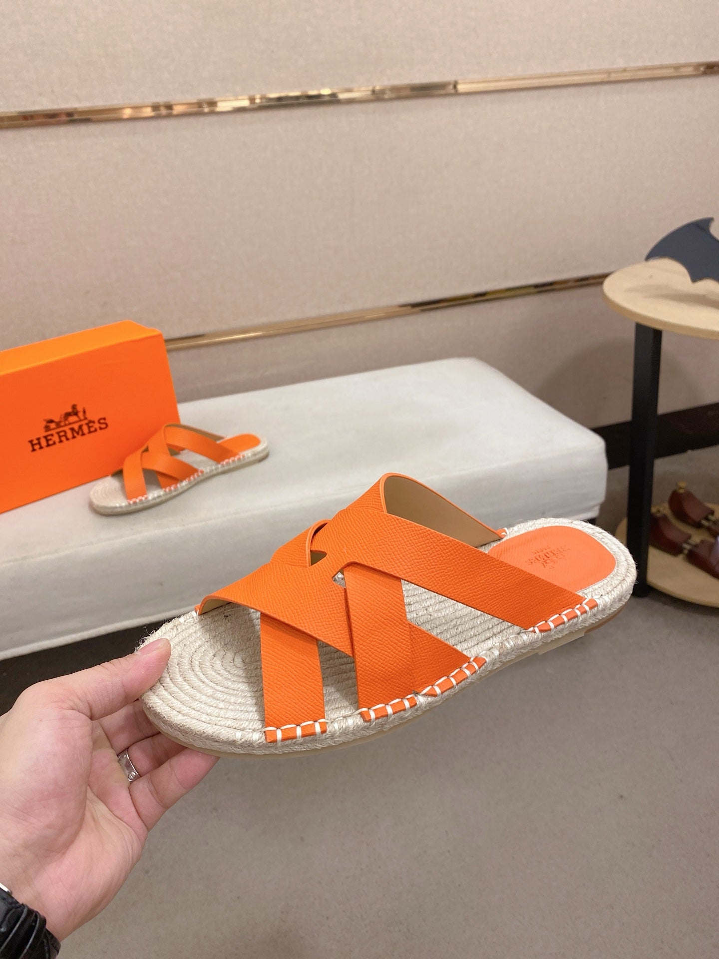 HM Men's Kazimir Sandal Orange Espadrilles Cowhide 700890
