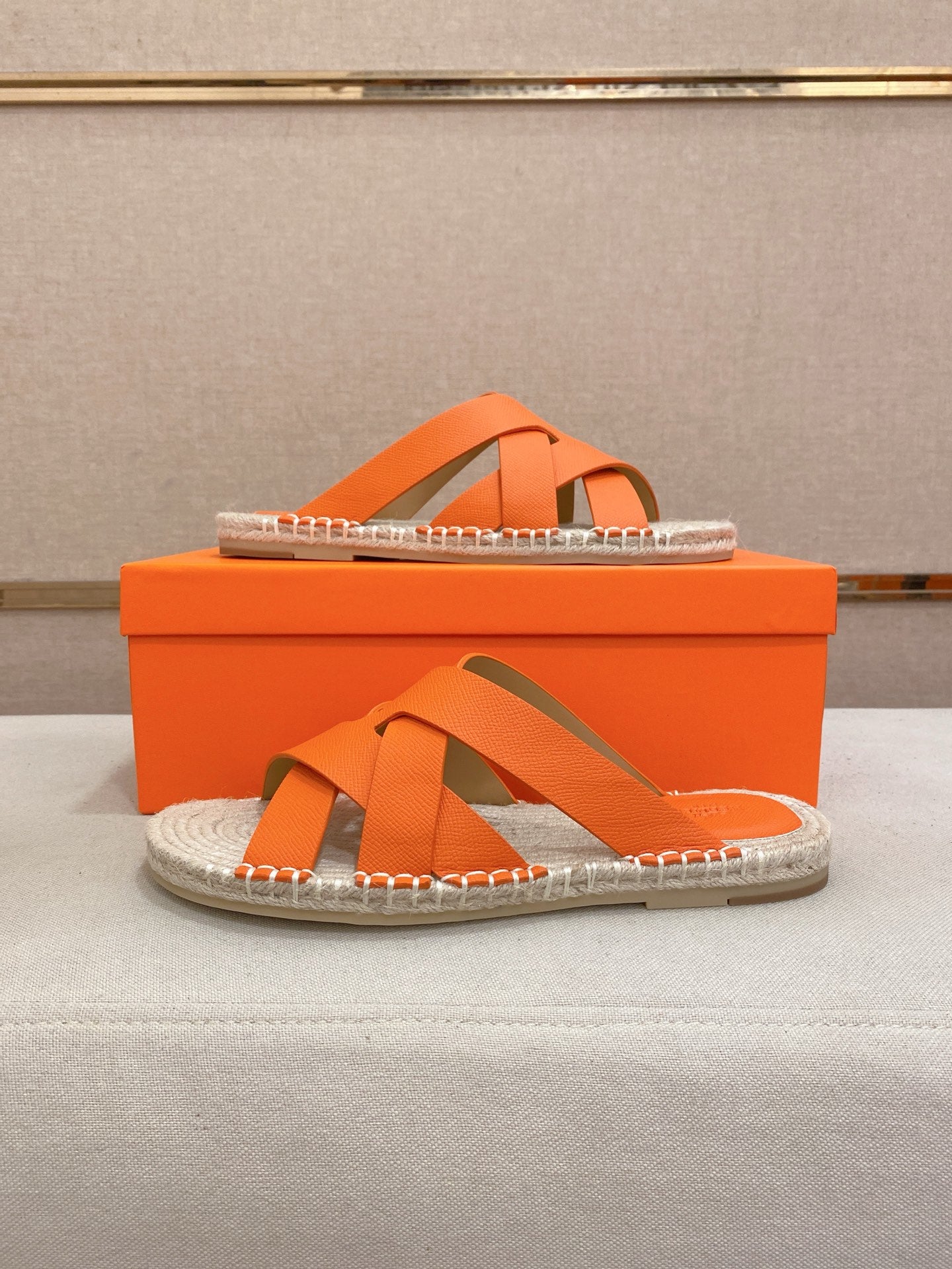 HM Men's Kazimir Sandal Orange Espadrilles Cowhide 700890