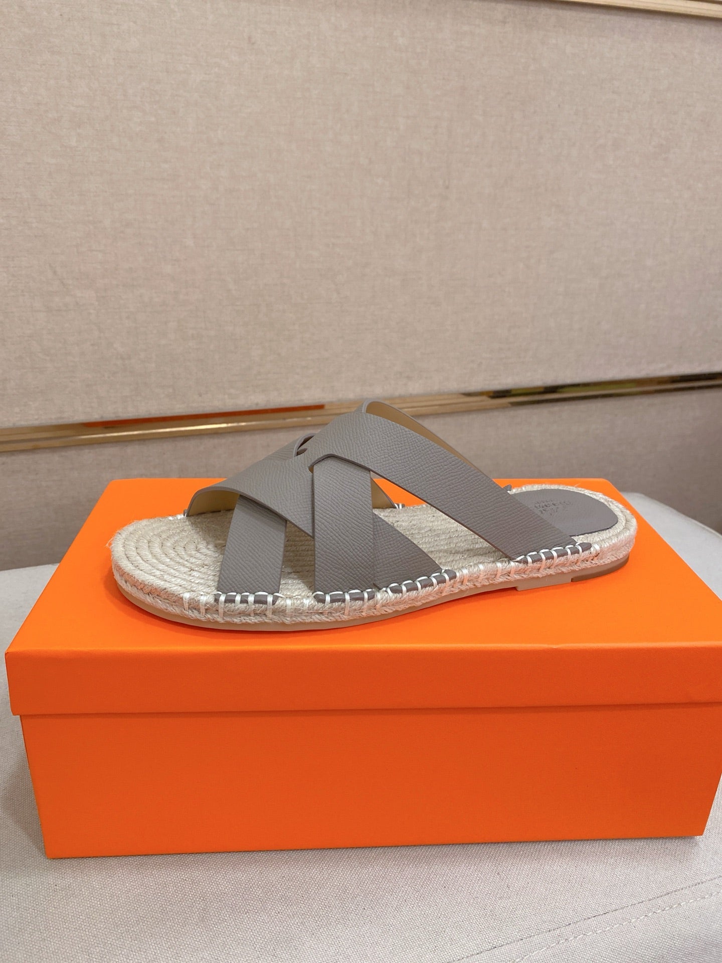 HM Men's Kazimir Sandal Grey Espadrilles Cowhide 700891