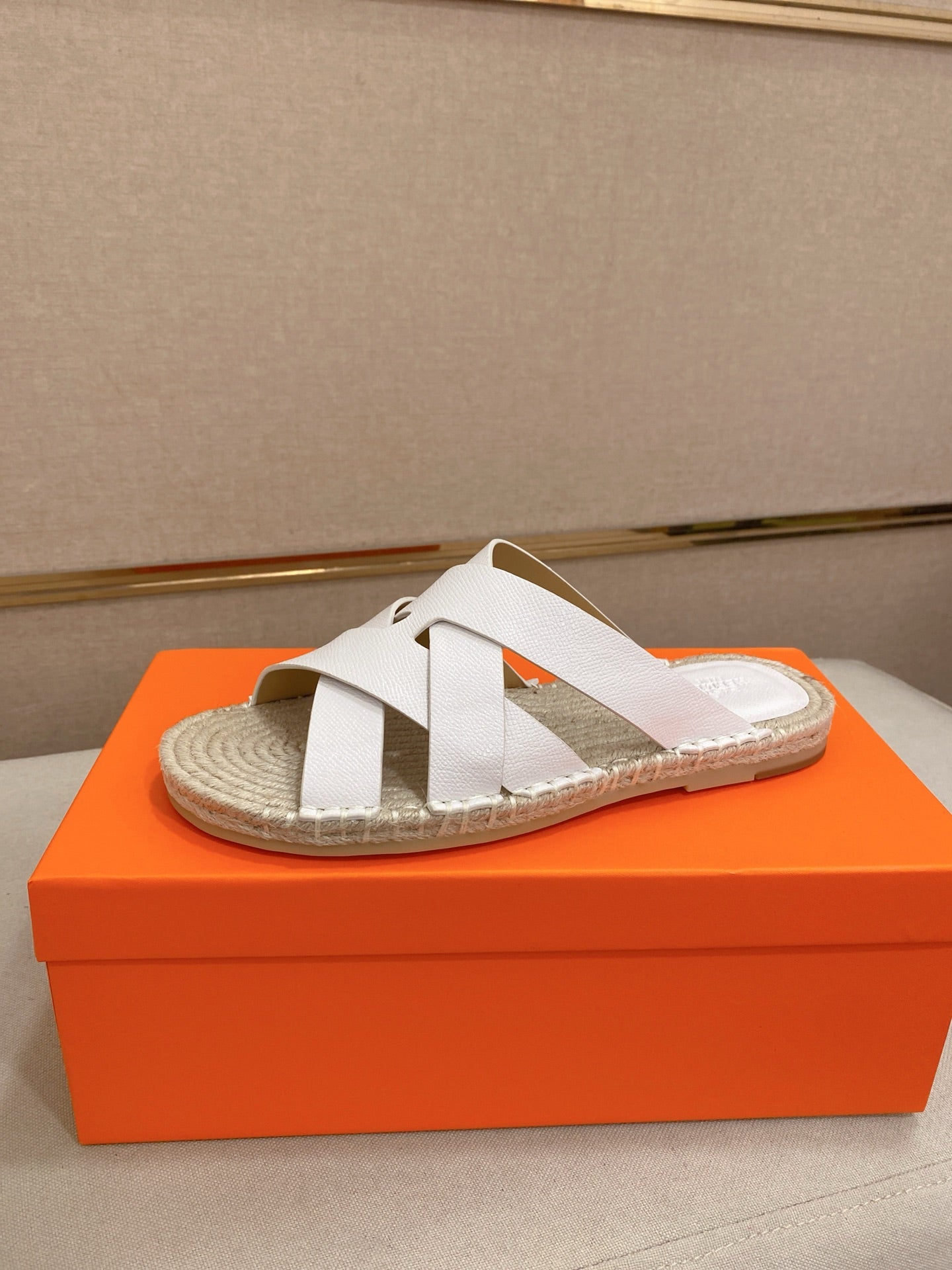 HM Men's Kazimir Sandal White Espadrilles Cowhide 700893