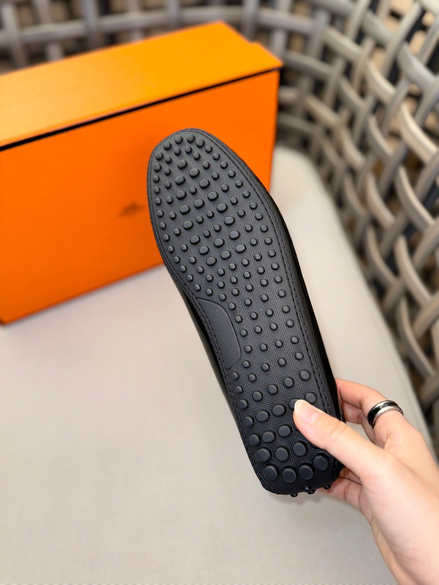 HM Men's Moccasins Loafer Black Patent Leather 537532