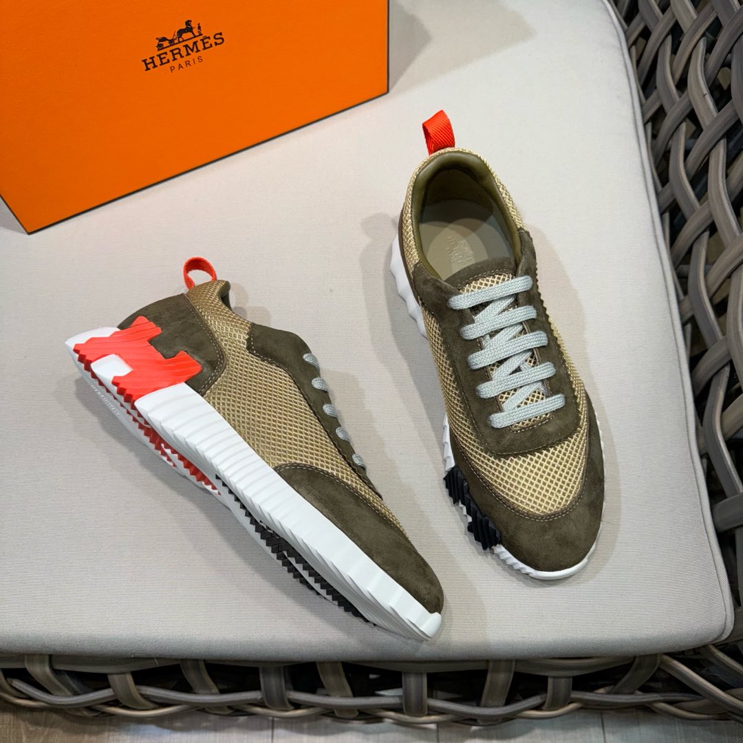 HM Men's Bouncing Sneaker Moss Green Mesh Sheepskin