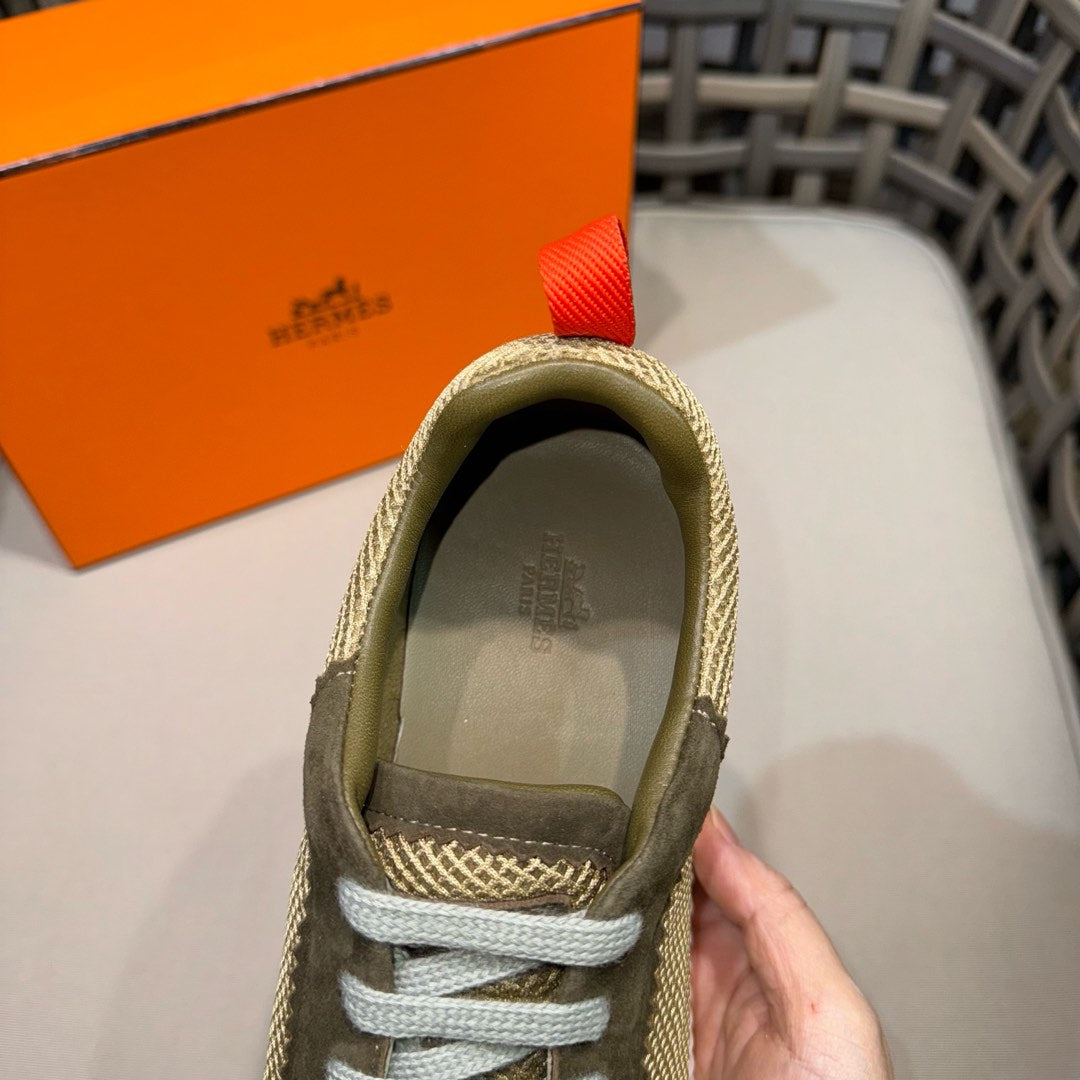 HM Men's Bouncing Sneaker Moss Green Mesh Sheepskin
