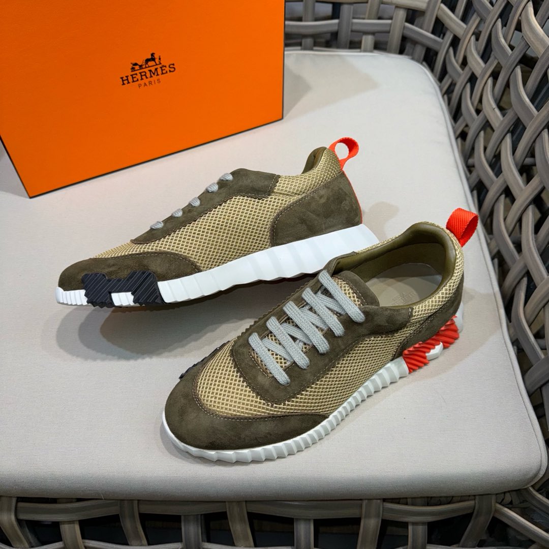 HM Men's Bouncing Sneaker Moss Green Mesh Sheepskin