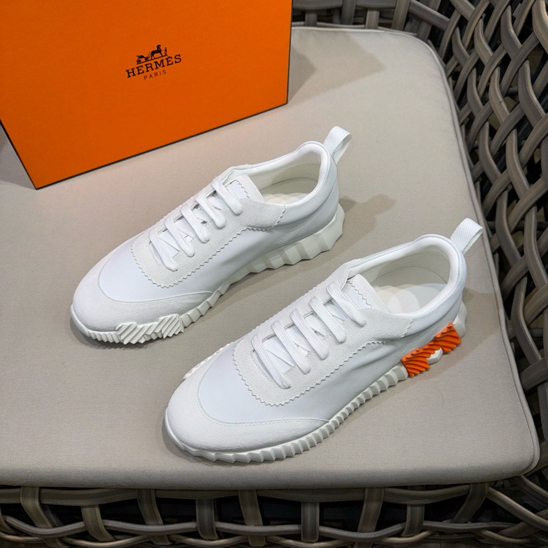 HM Men's Bouncing Sneaker White Calfskin Suede