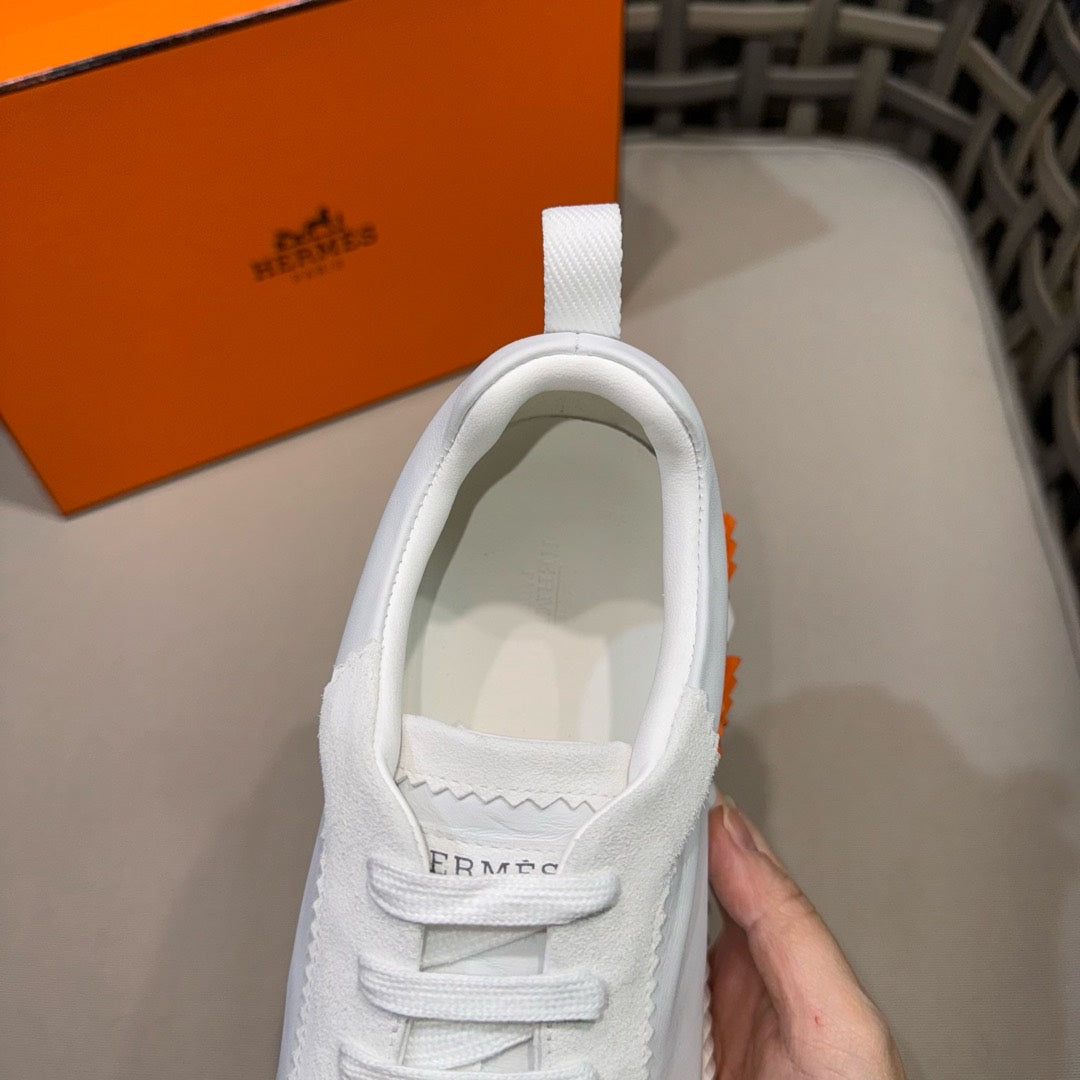 HM Men's Bouncing Sneaker White Calfskin Suede