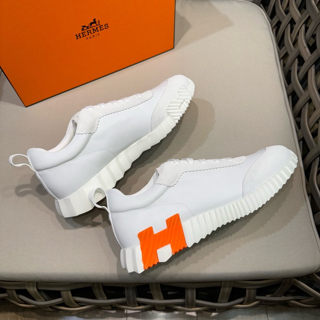 HM Men's Bouncing Sneaker White Calfskin Suede