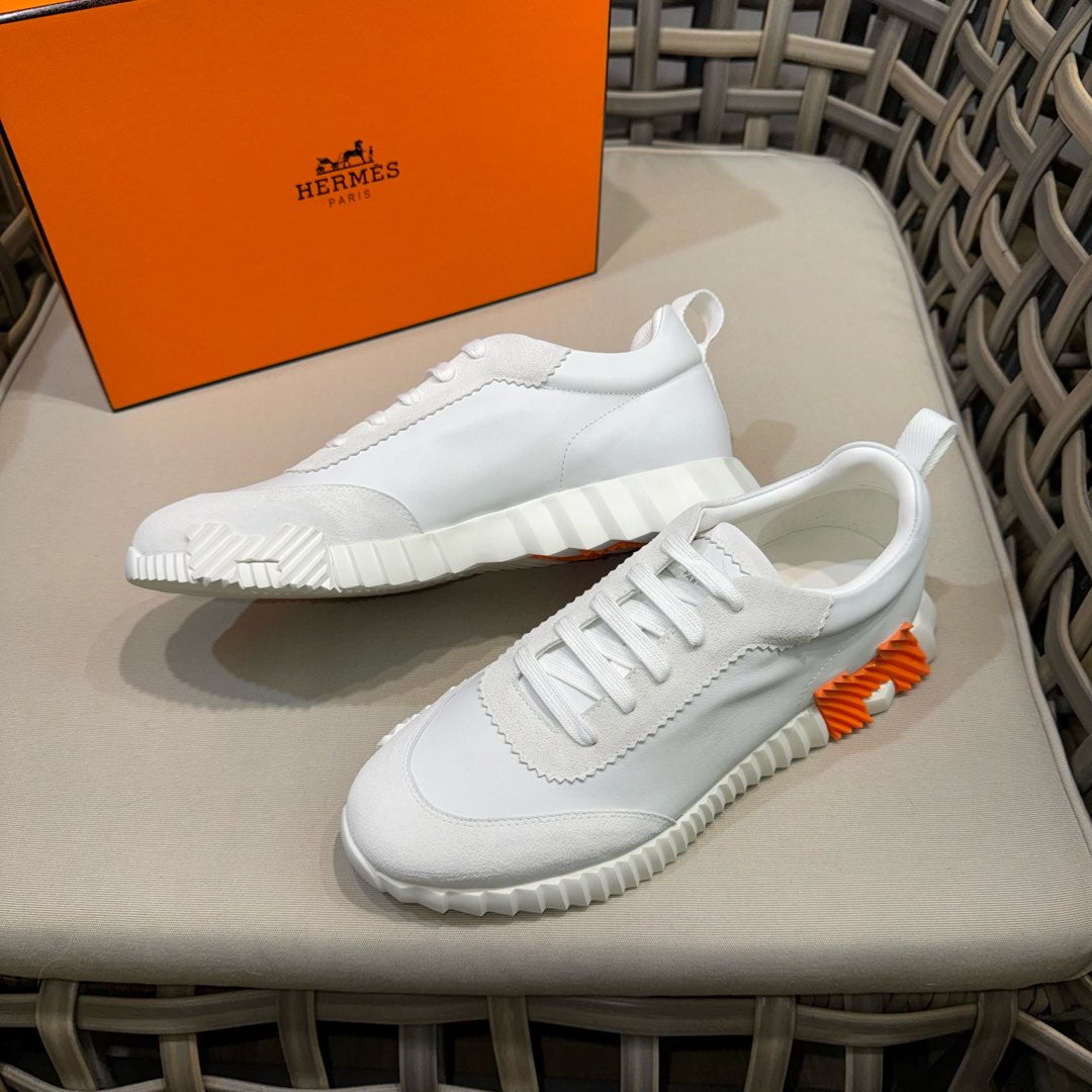HM Men's Bouncing Sneaker White Calfskin Suede