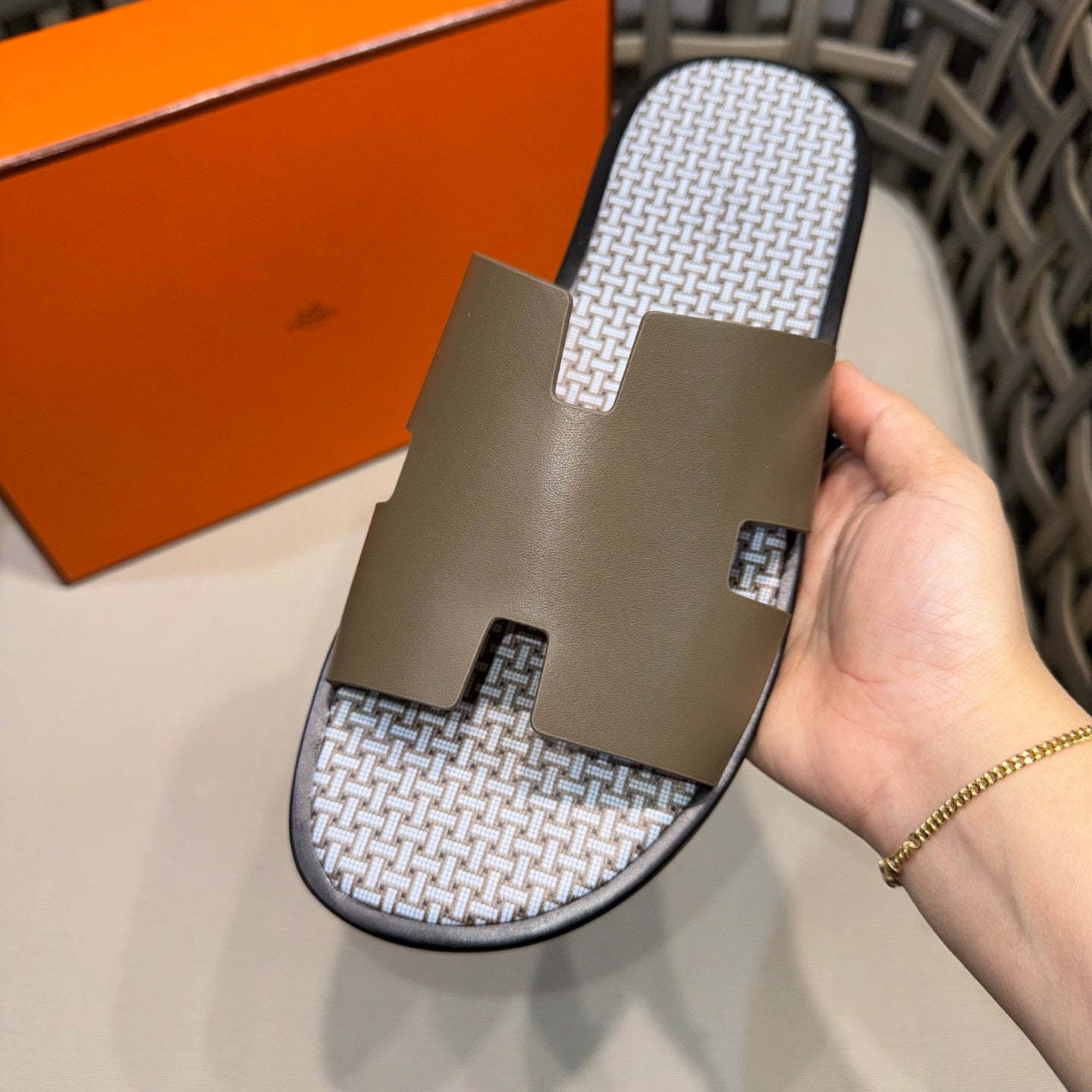 HM Men's Izmir Slide Moss Green Cowhide 540347