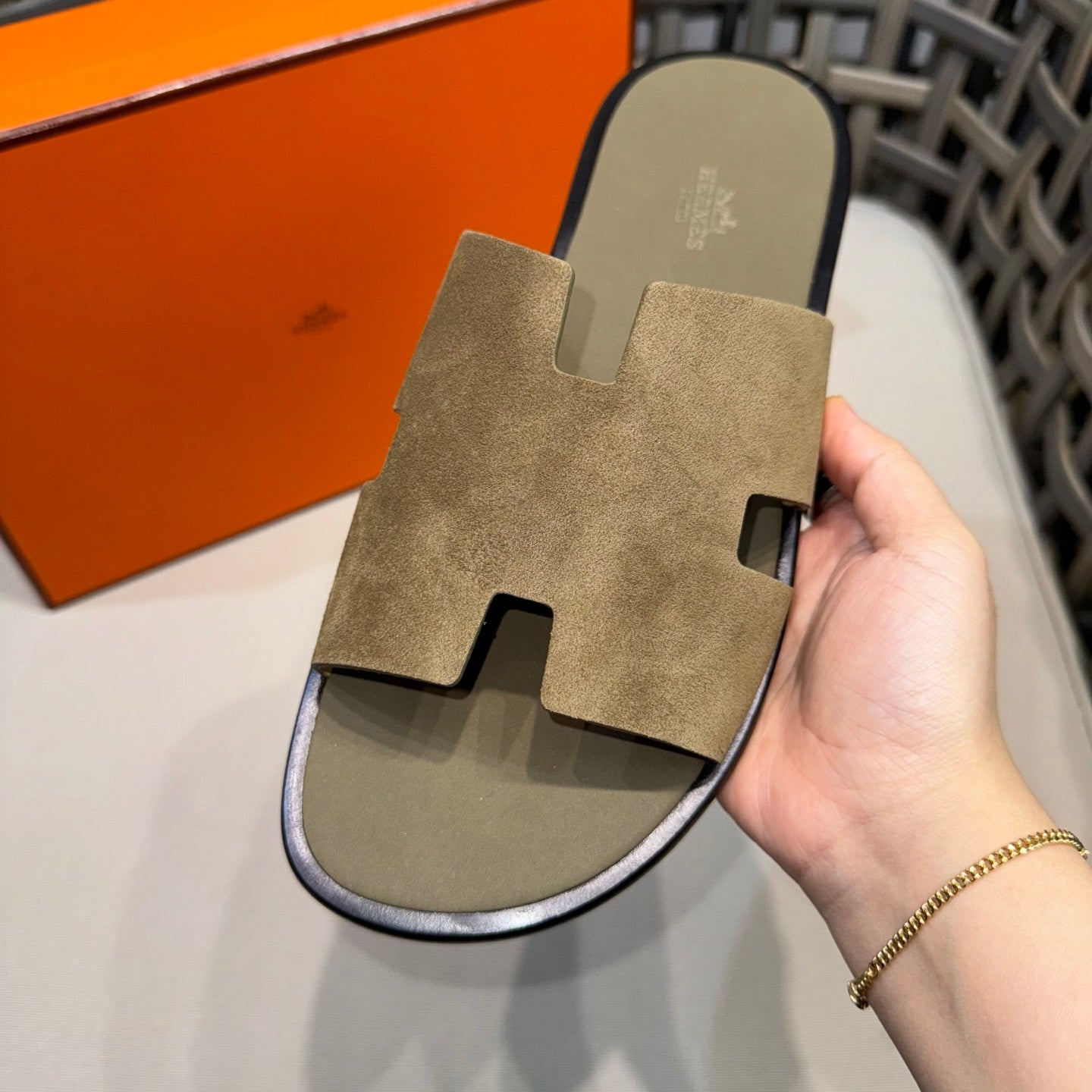 HM Men's Izmir Slide Moss Green Suede 540349