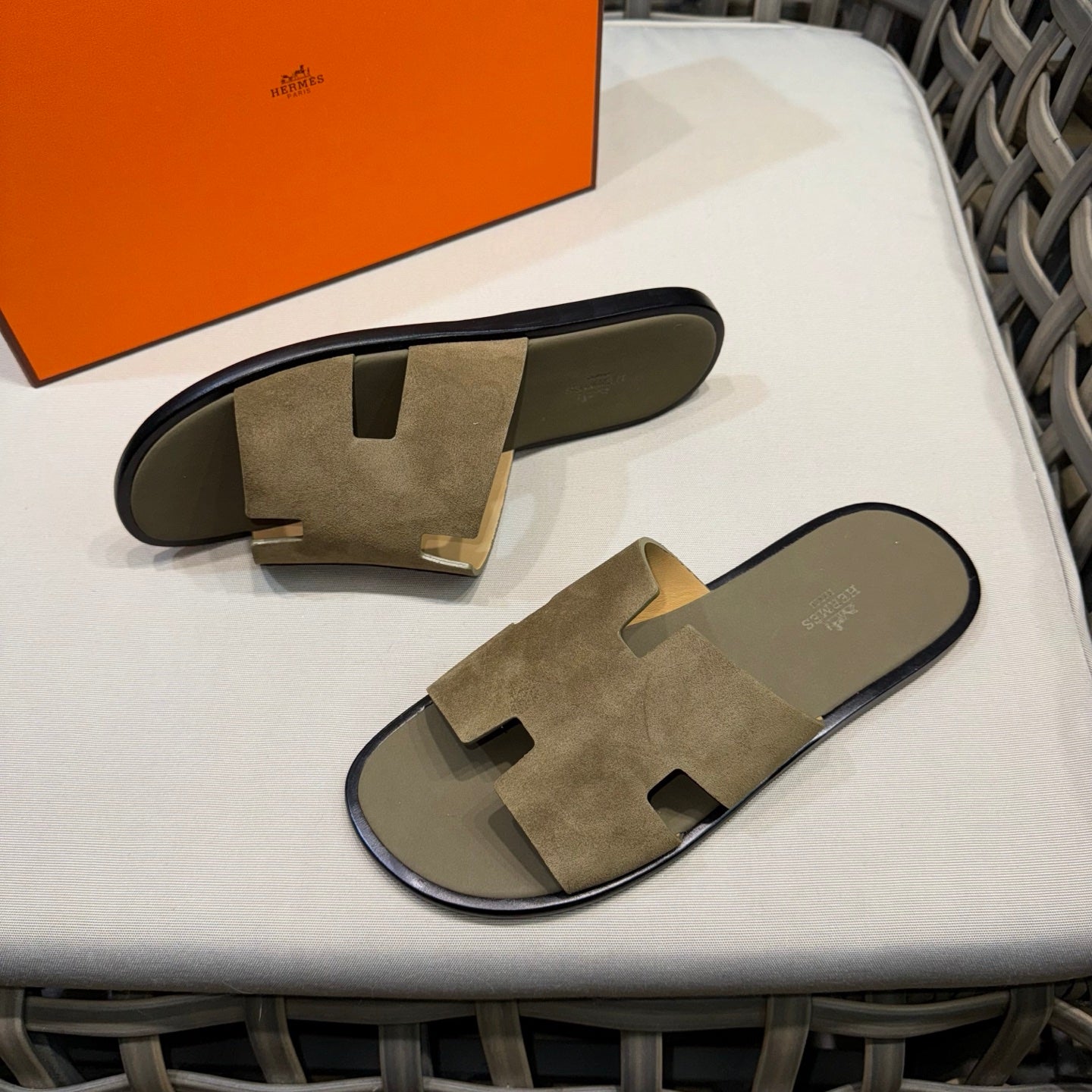 HM Men's Izmir Slide Moss Green Suede 540349