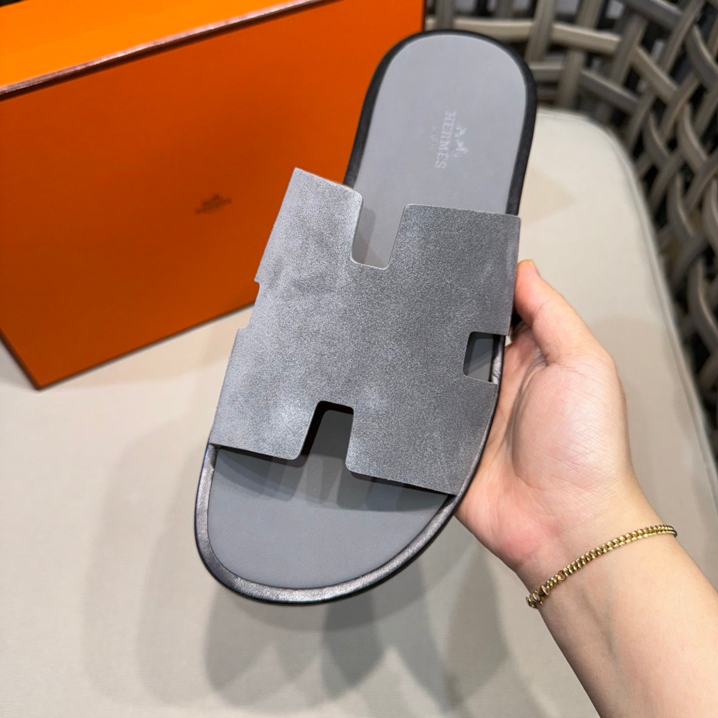 HM Men's Izmir Slide Grey Suede 540350