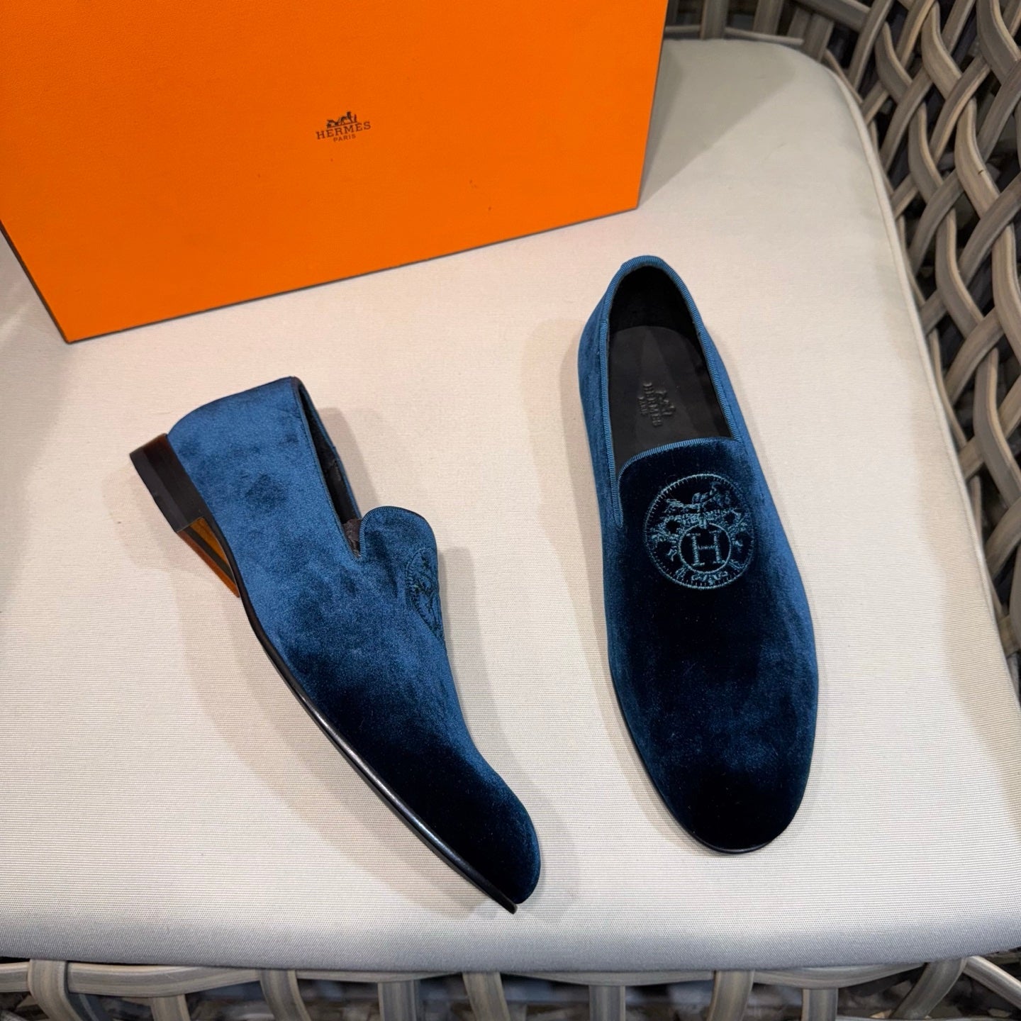 HM Men's Kateo Loafers Navy Blue Velvet 675410