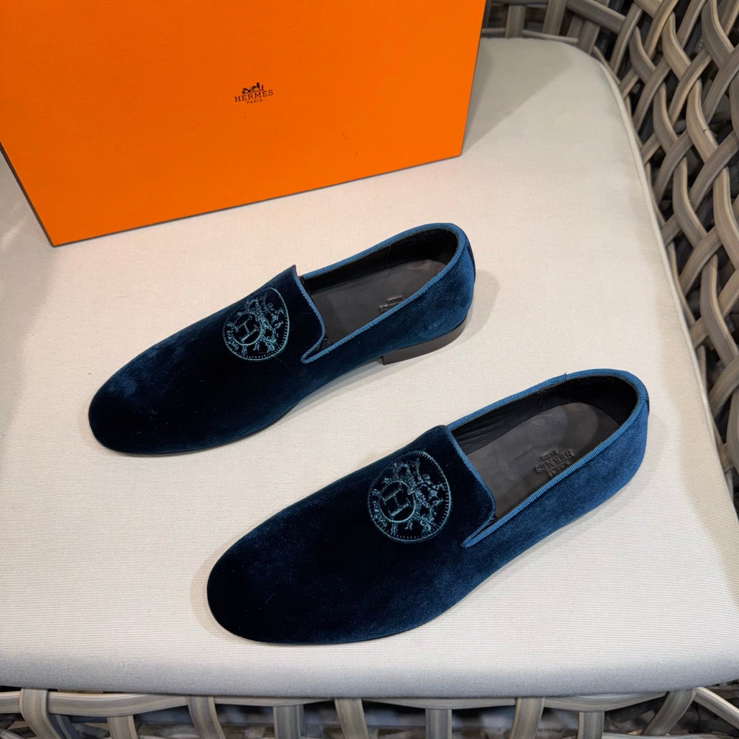 HM Men's Kateo Loafers Navy Blue Velvet 675410