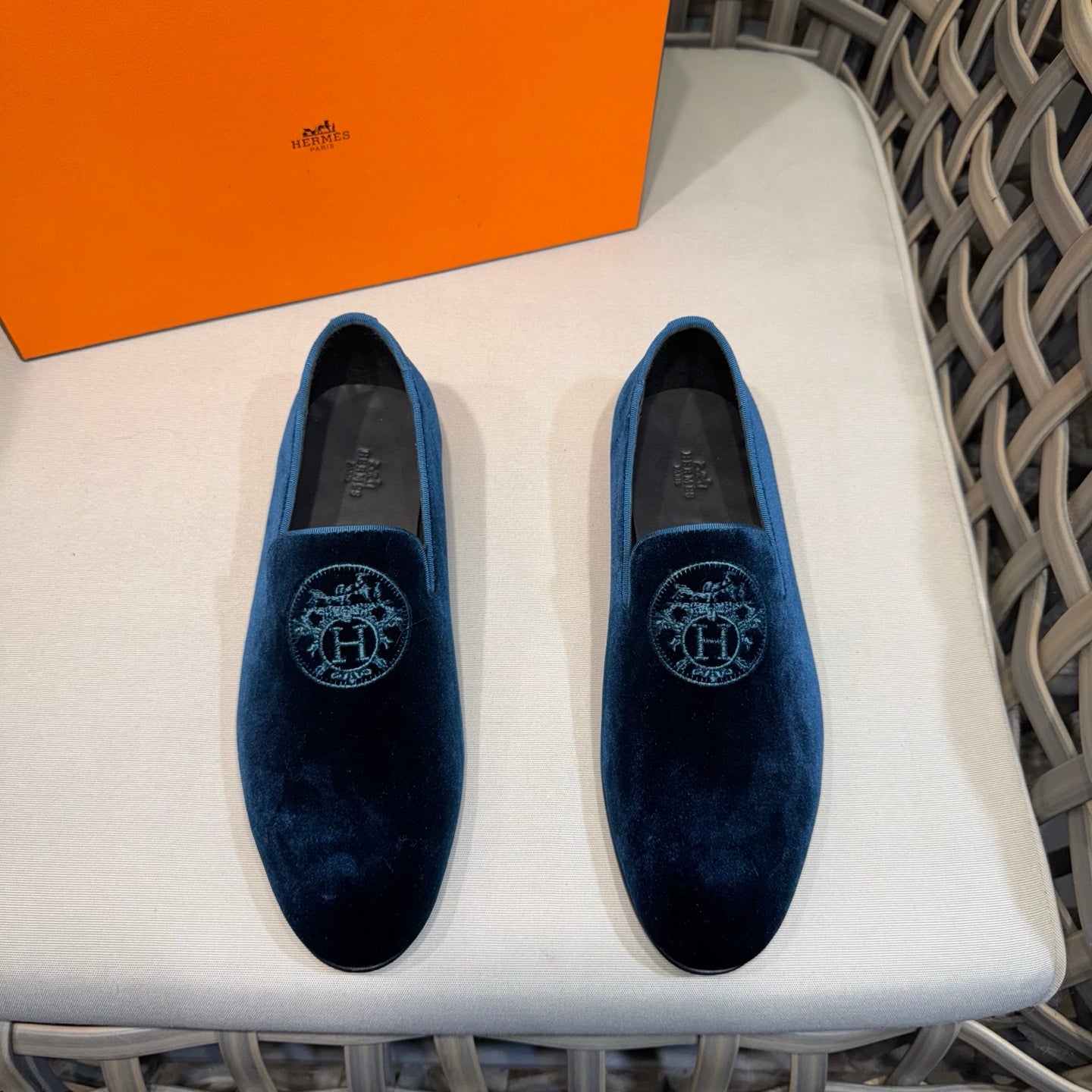 HM Men's Kateo Loafers Navy Blue Velvet 675410