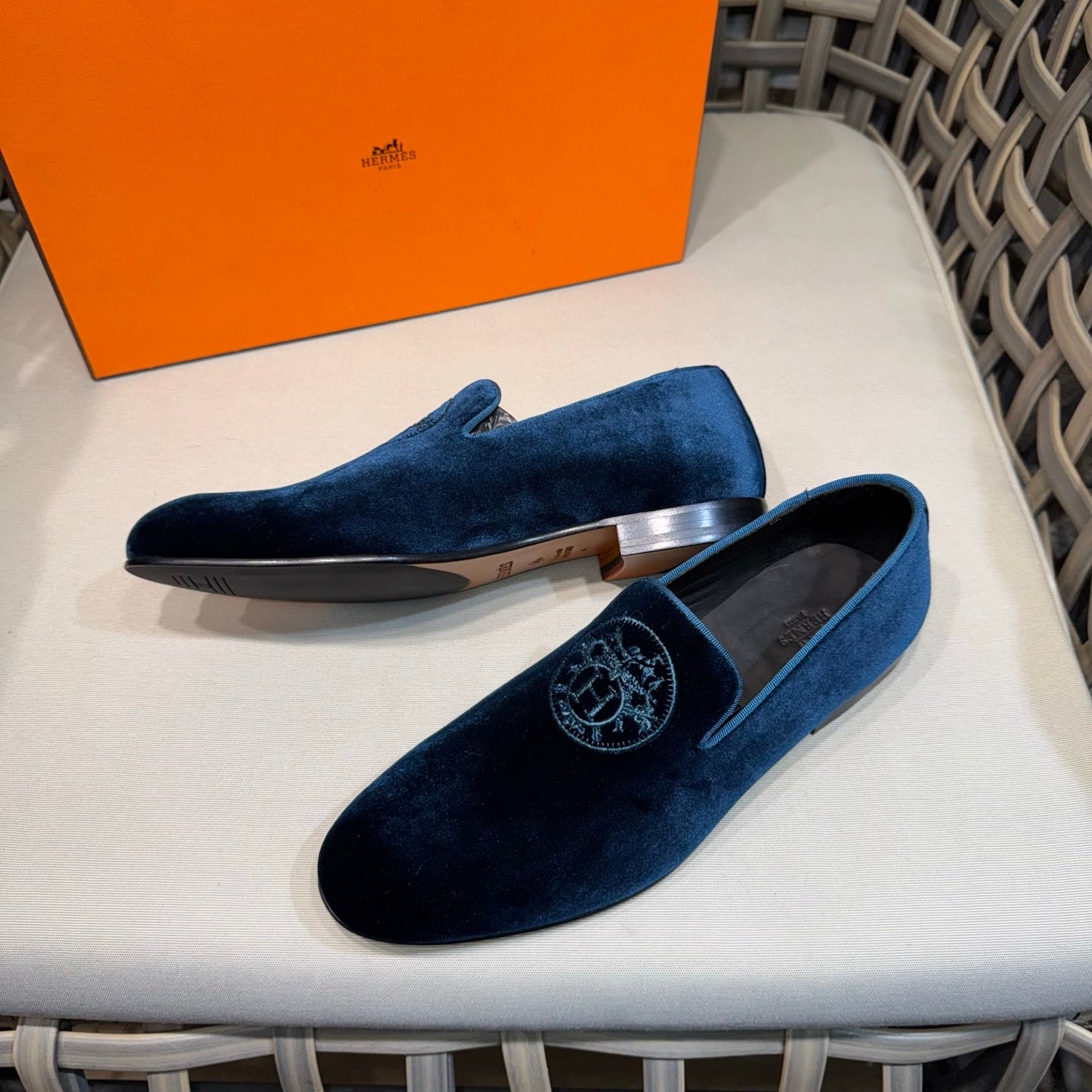 HM Men's Kateo Loafers Navy Blue Velvet 675410