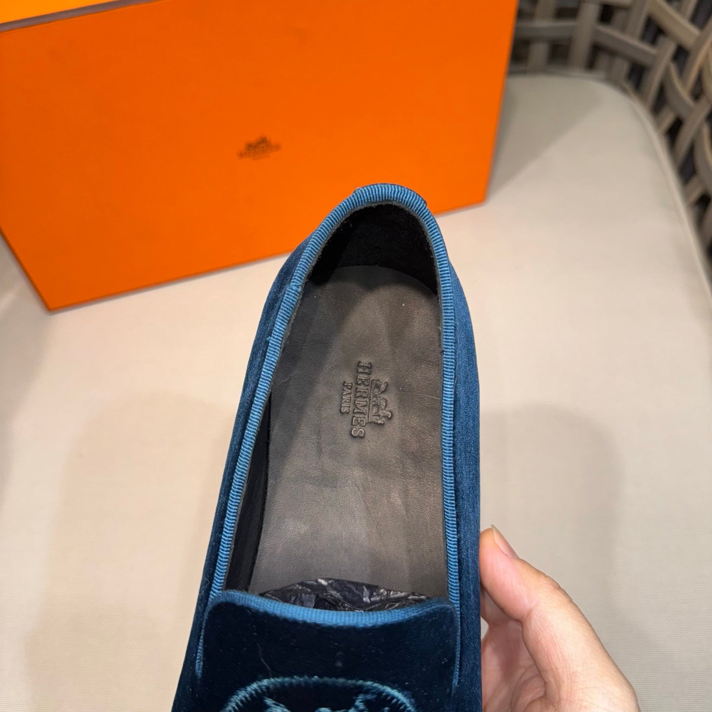 HM Men's Kateo Loafers Navy Blue Velvet 675410