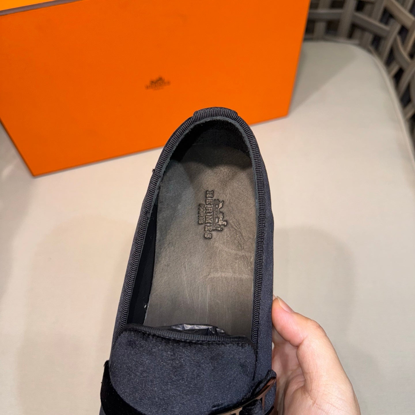 HM Men's Loafers Black Velvet 675412