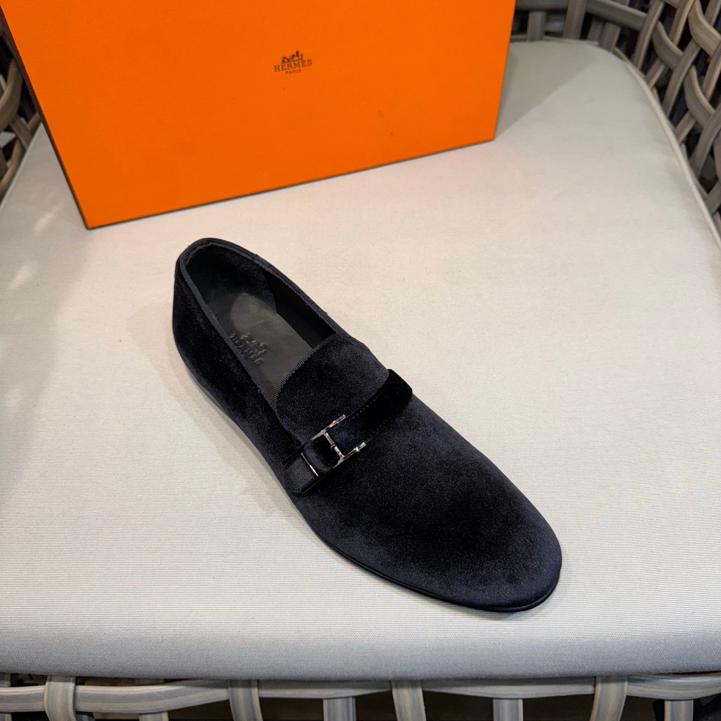 HM Men's Loafers Black Velvet 675412