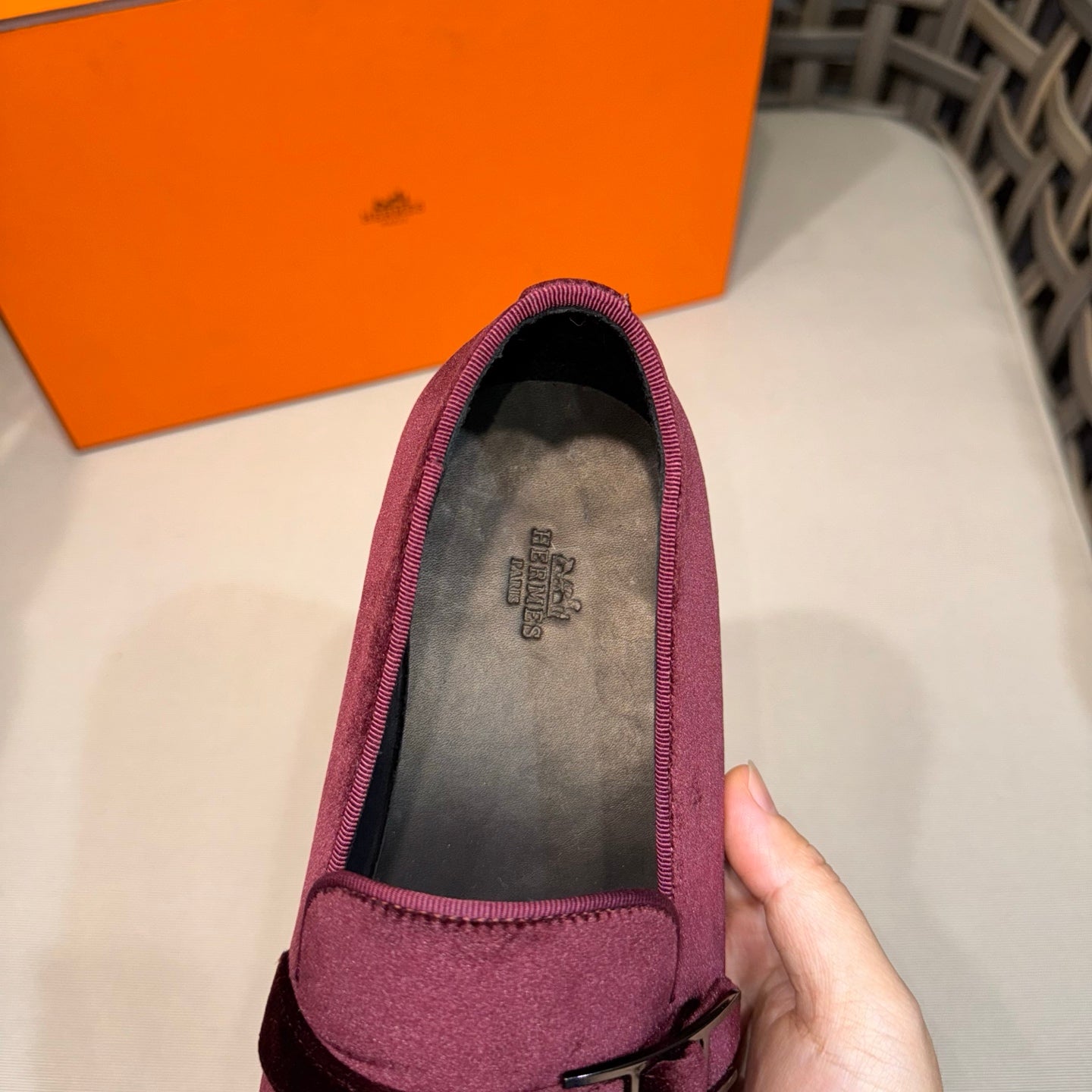 HM Men's Loafers Red Velvet 675414