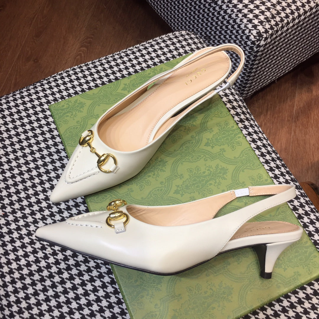 GG Slingbacks 45 white calfskin