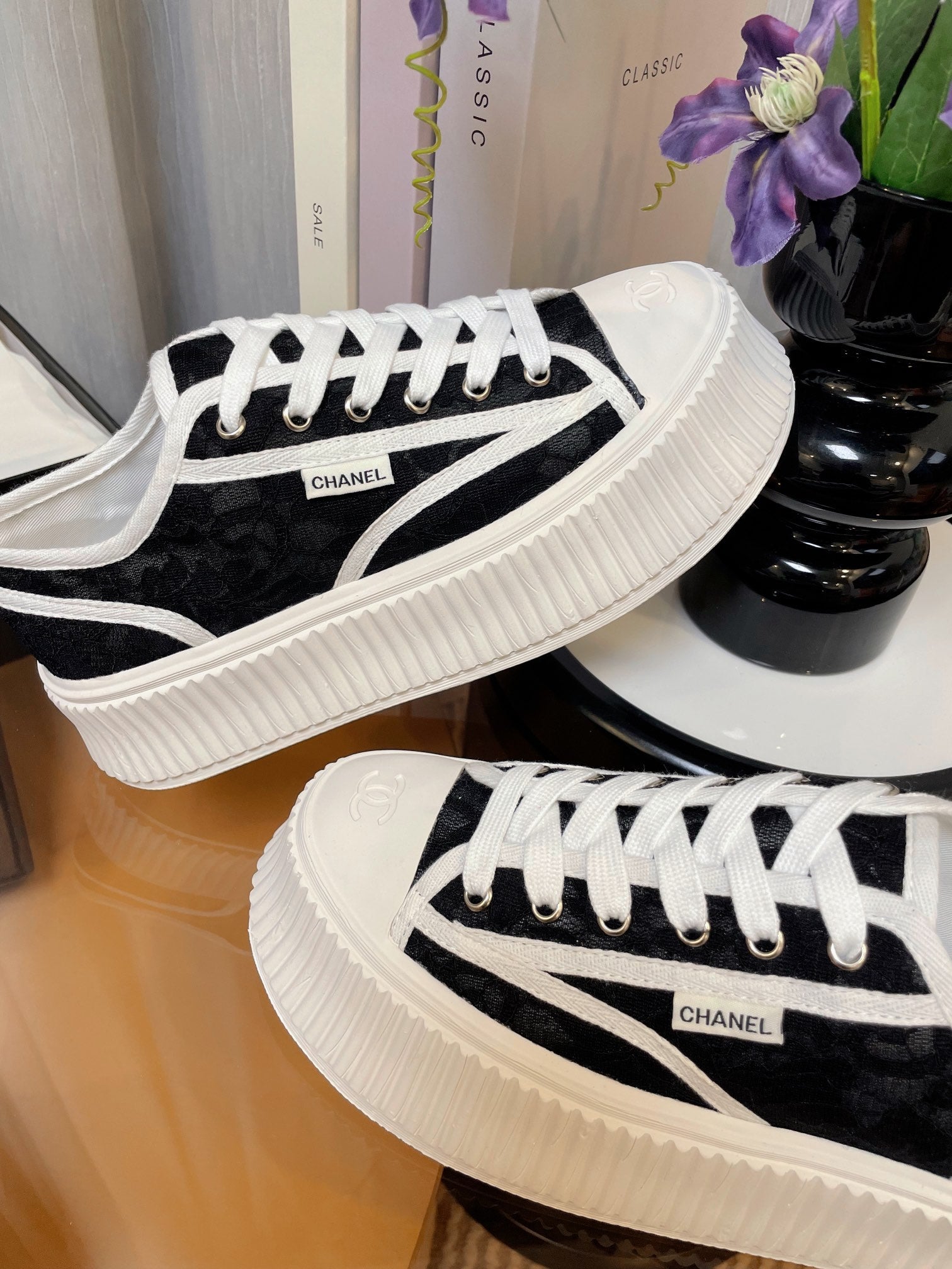 cc sneaker 40 black lace