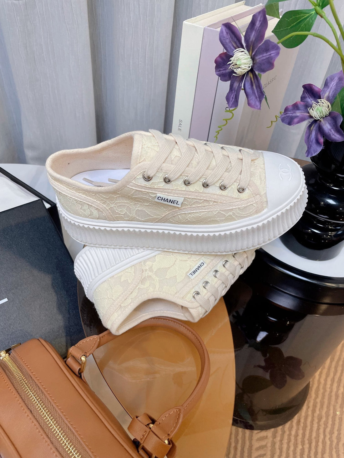 cc sneaker 40 beige lace