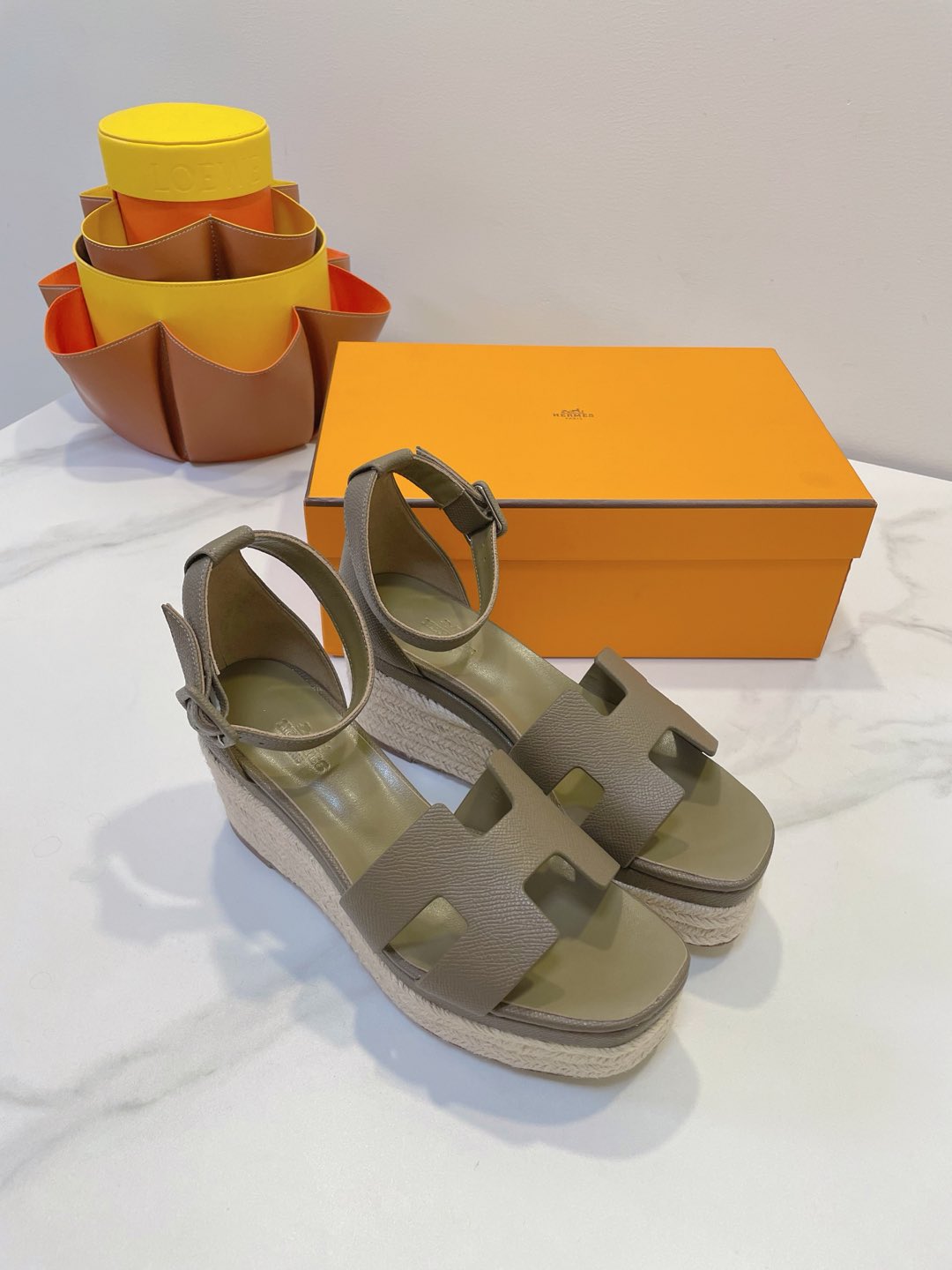 HM  Elda espadrille Army Green Cowhide 212236