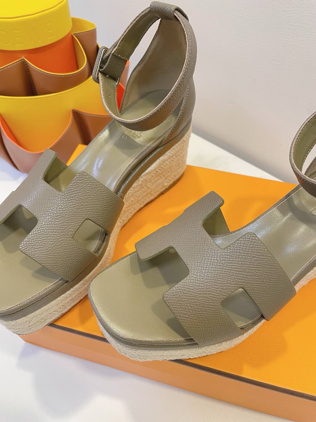 HM  Elda espadrille Army Green Cowhide 212236