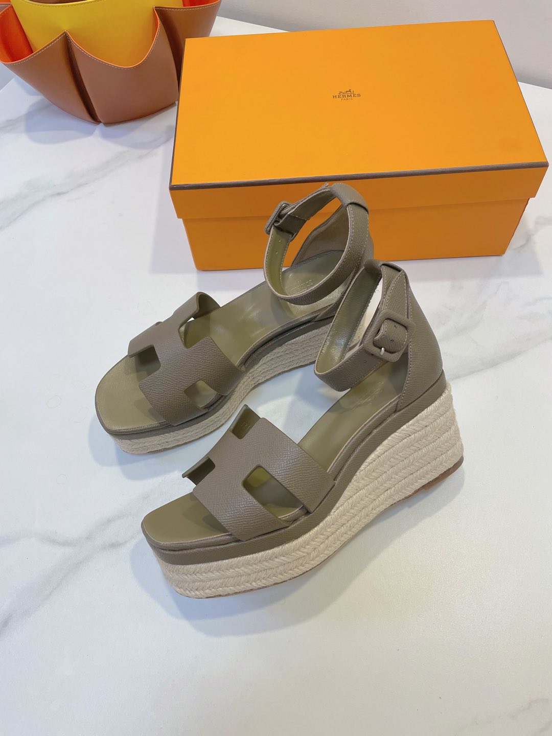 HM  Elda espadrille Army Green Cowhide 212236